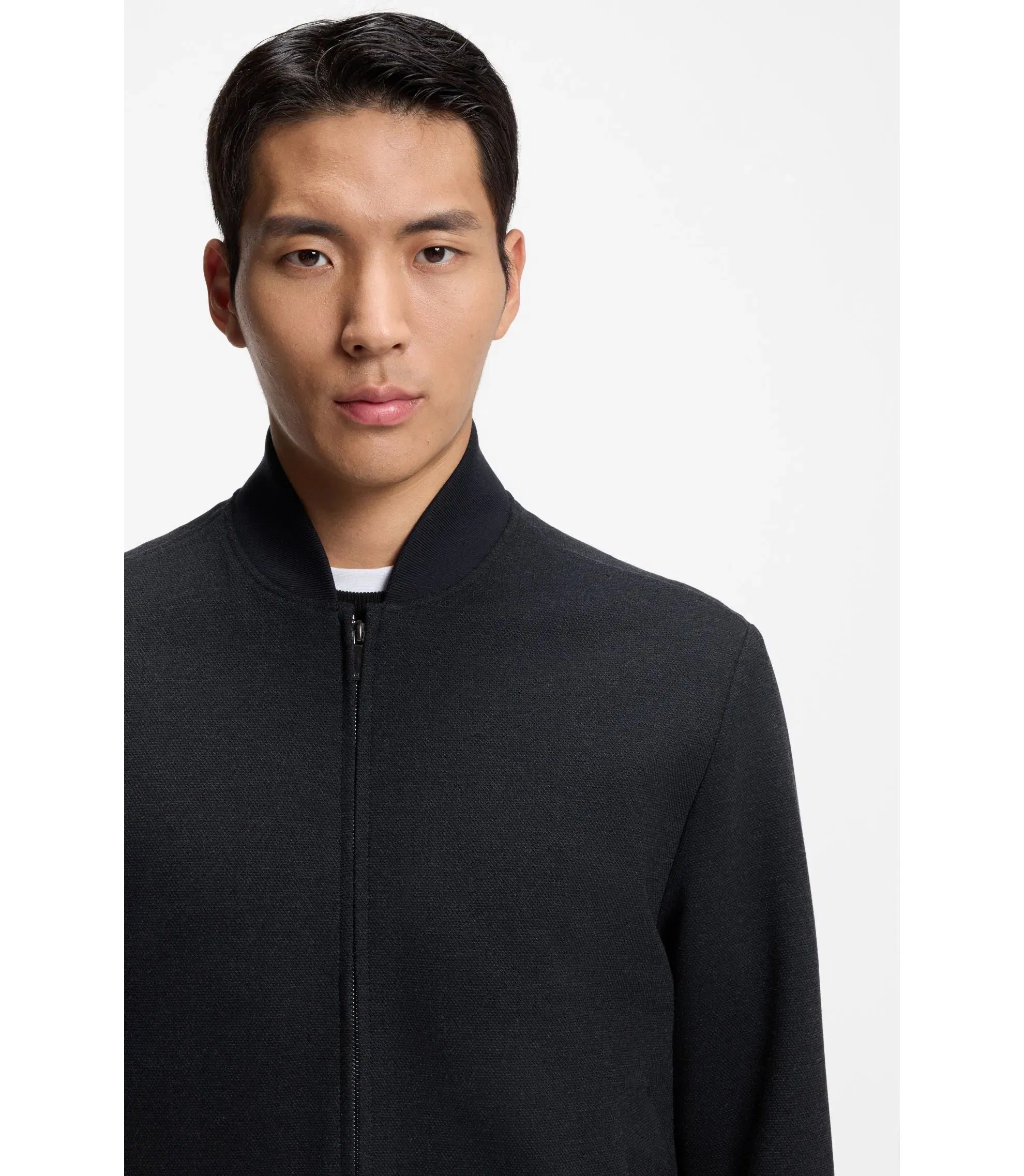 Boss Slim Fit Jacket In Wrinkle Resistant Fabric Dark Blue
