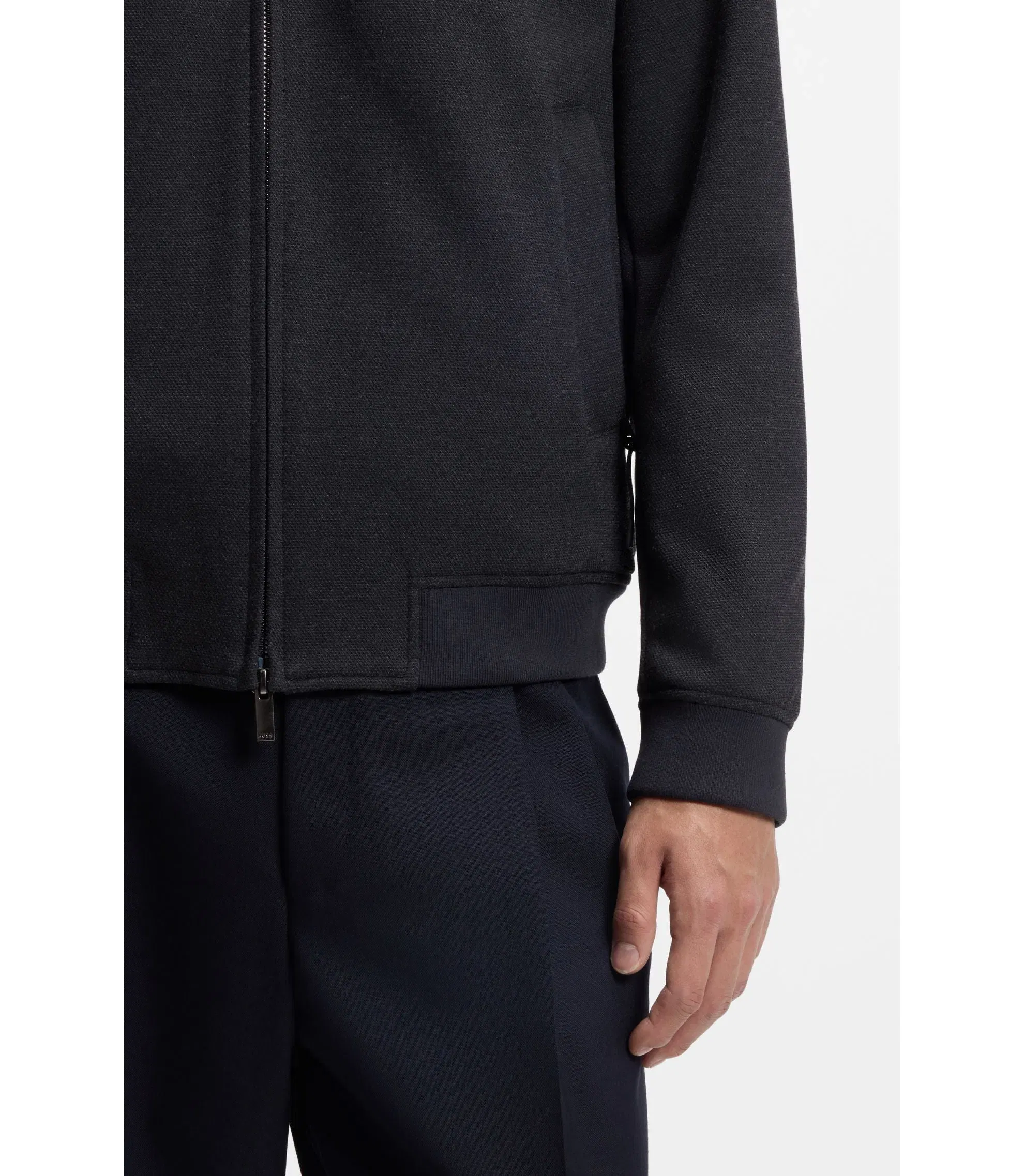 Boss Slim Fit Jacket In Wrinkle Resistant Fabric Dark Blue