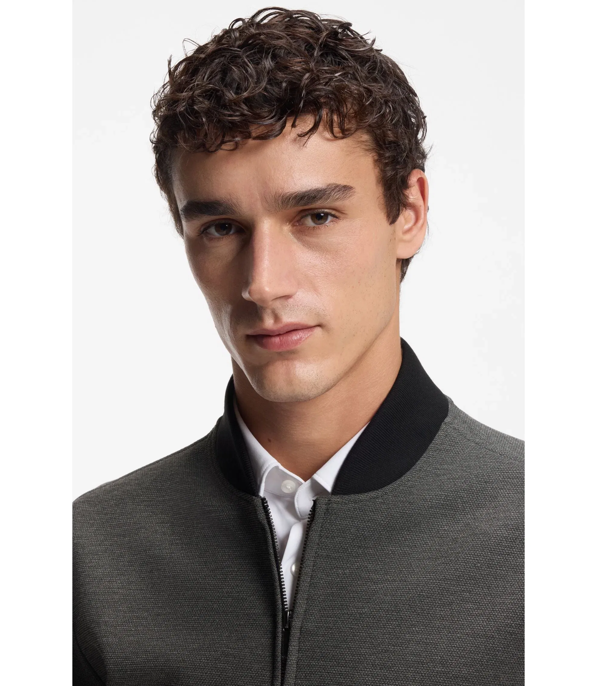 Boss Slim Fit Jacket In Wrinkle Resistant Fabric Silver