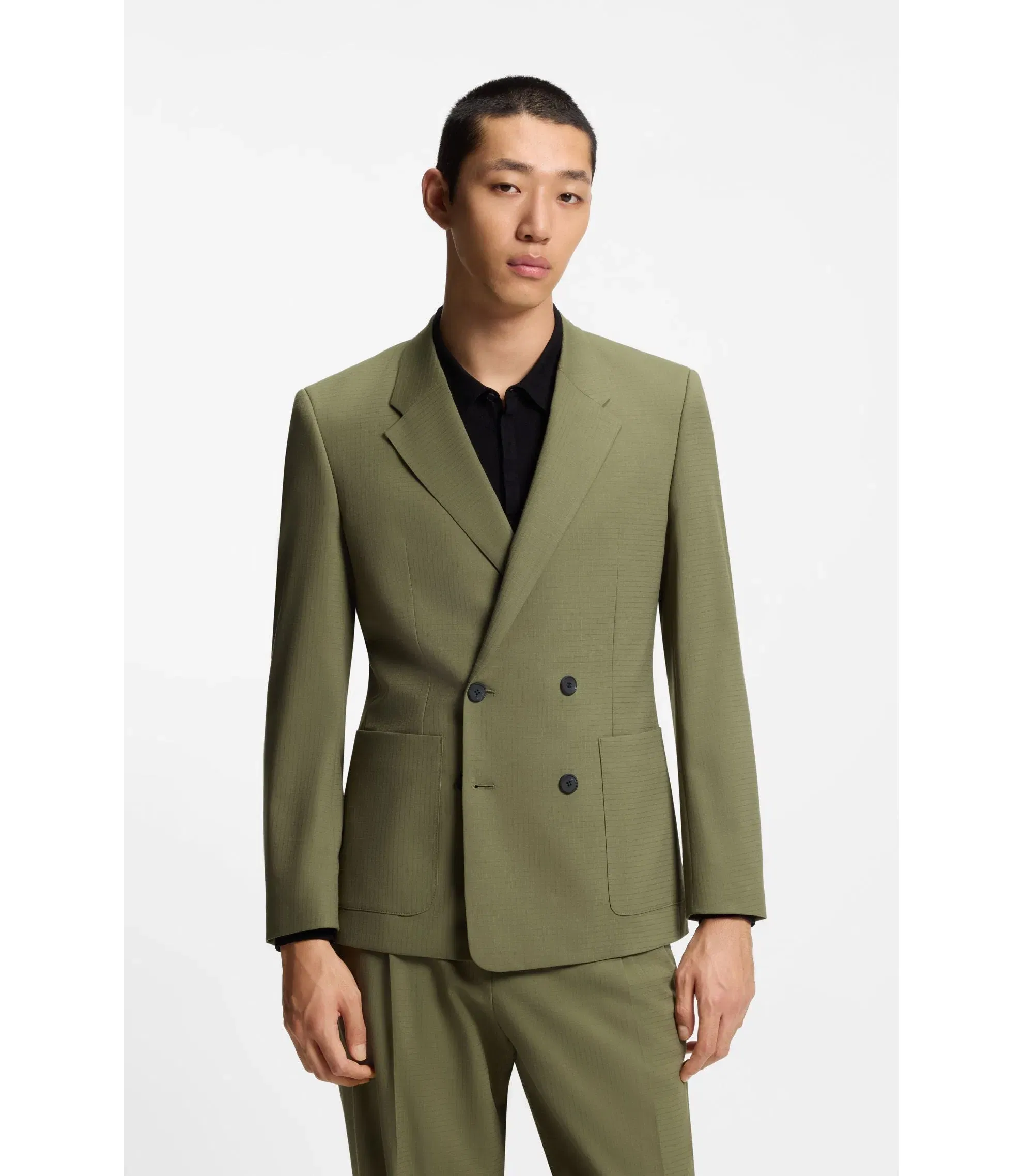 Hugo Slim Fit Jacket In Stretch Ripstop Light Green