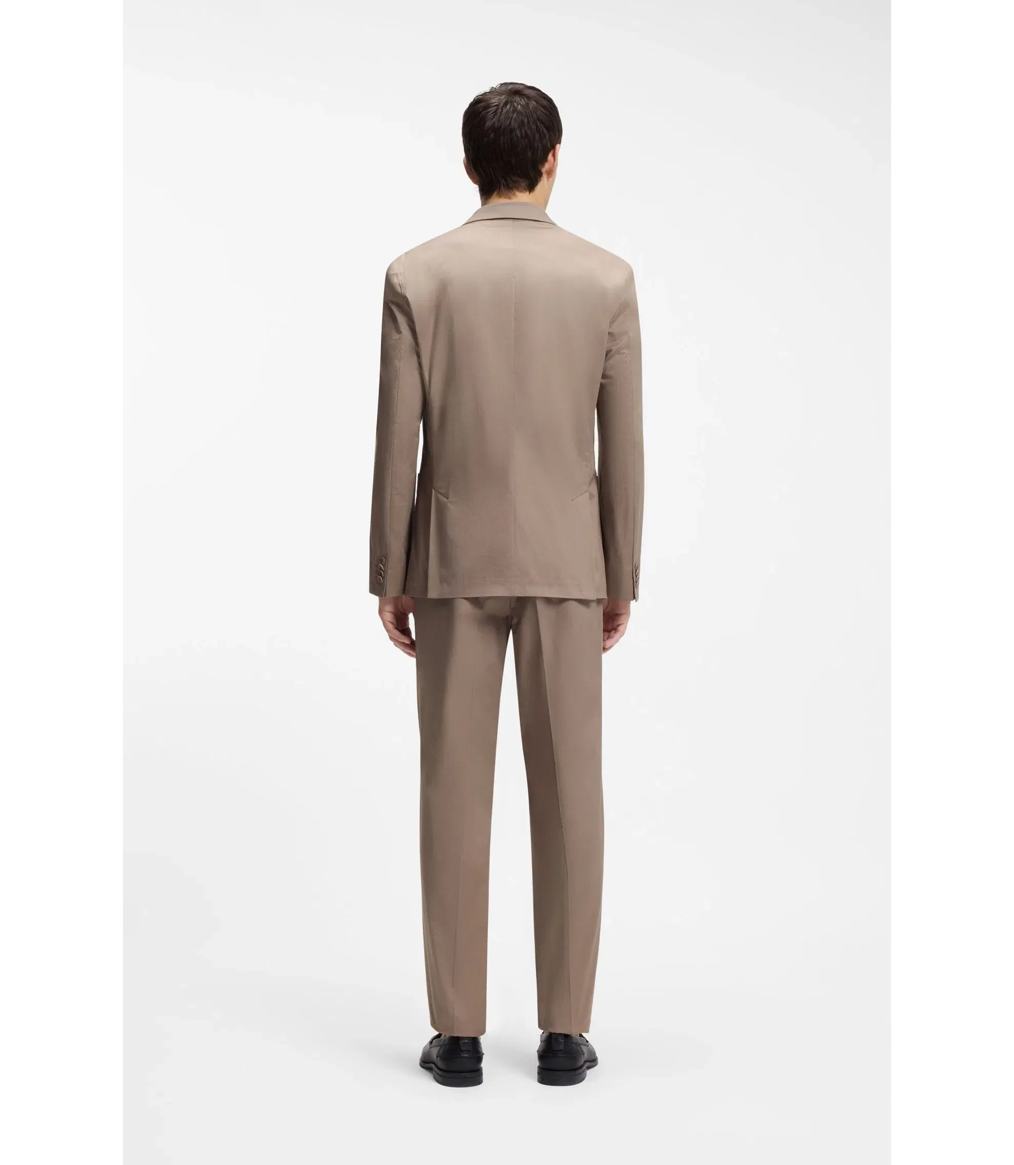 Hugo Slim Fit Jacket In Stretch Cotton Light Brown