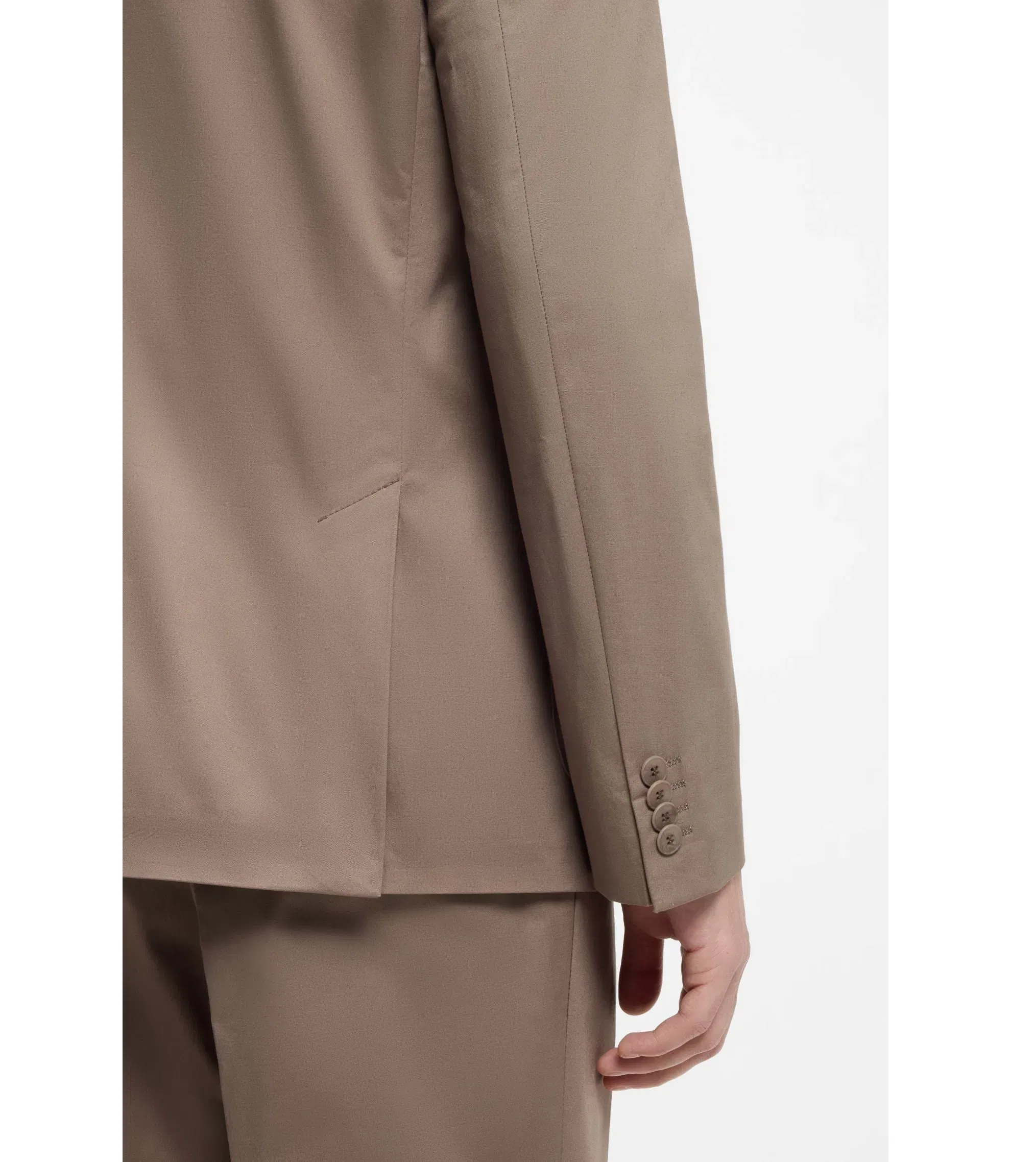 Hugo Slim Fit Jacket In Stretch Cotton Light Brown
