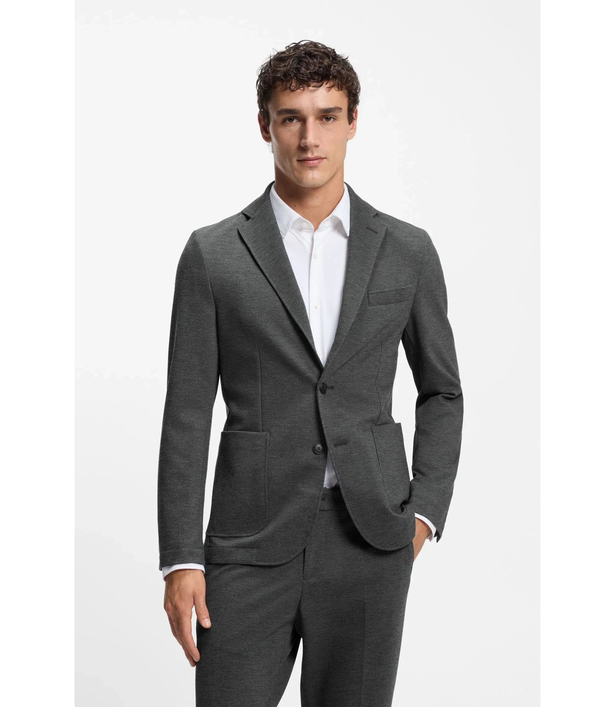 Boss Slim Fit Jacket In Performance Stretch Fabric Silver