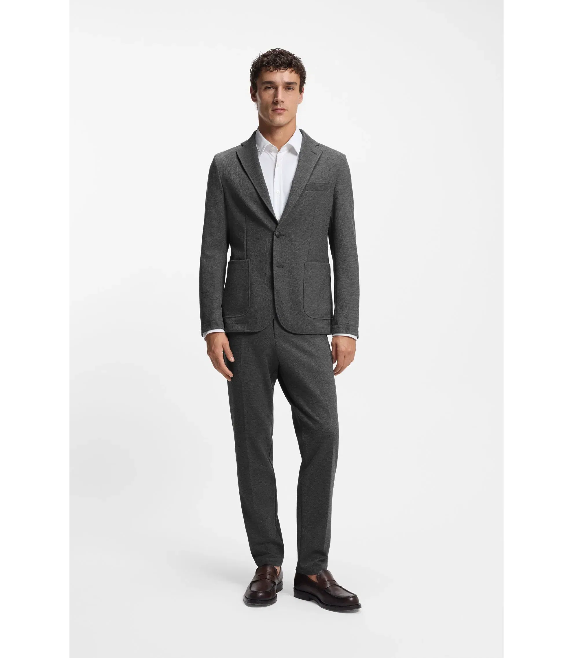 Boss Slim Fit Jacket In Performance Stretch Fabric Silver
