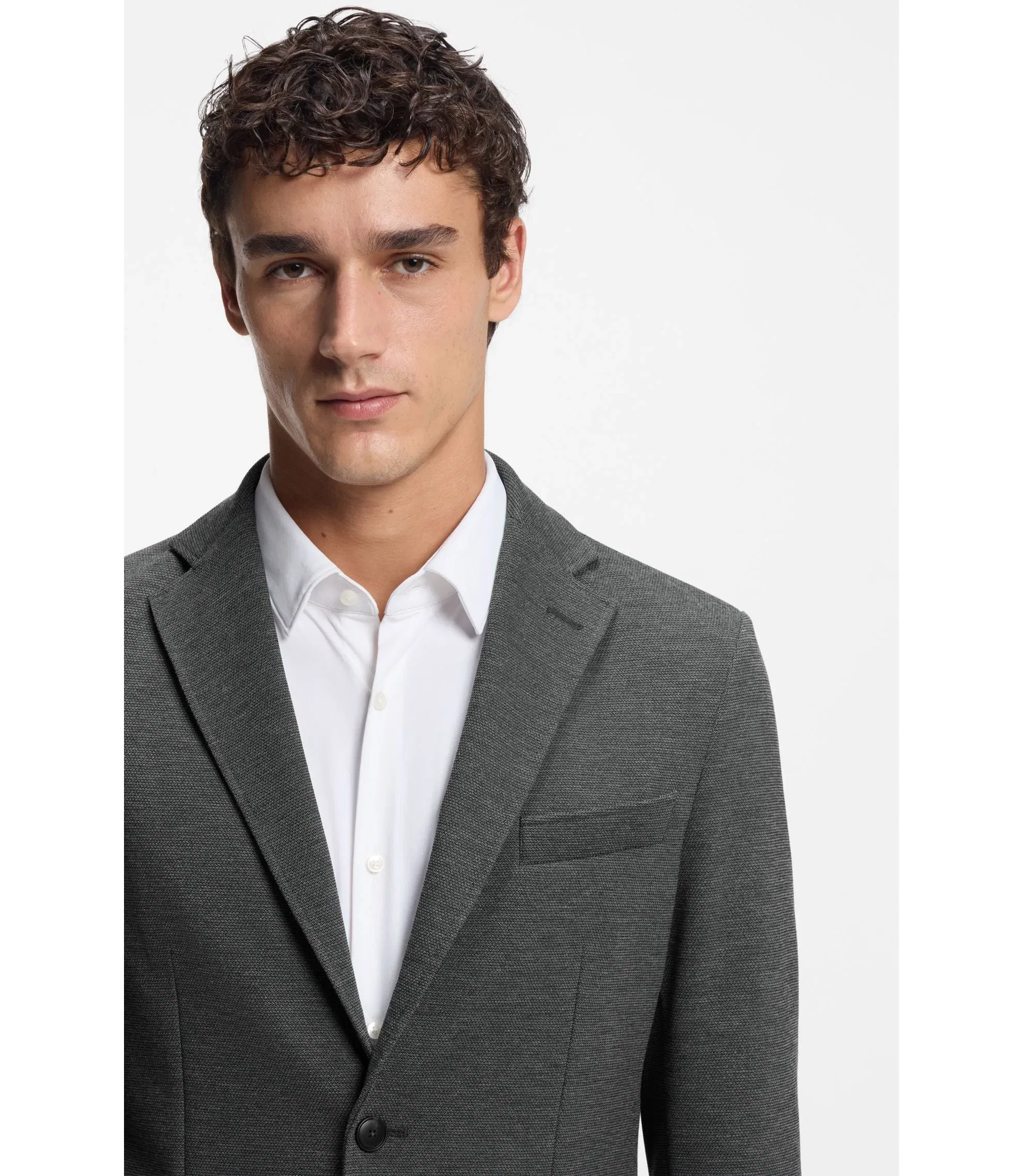 Boss Slim Fit Jacket In Performance Stretch Fabric Silver