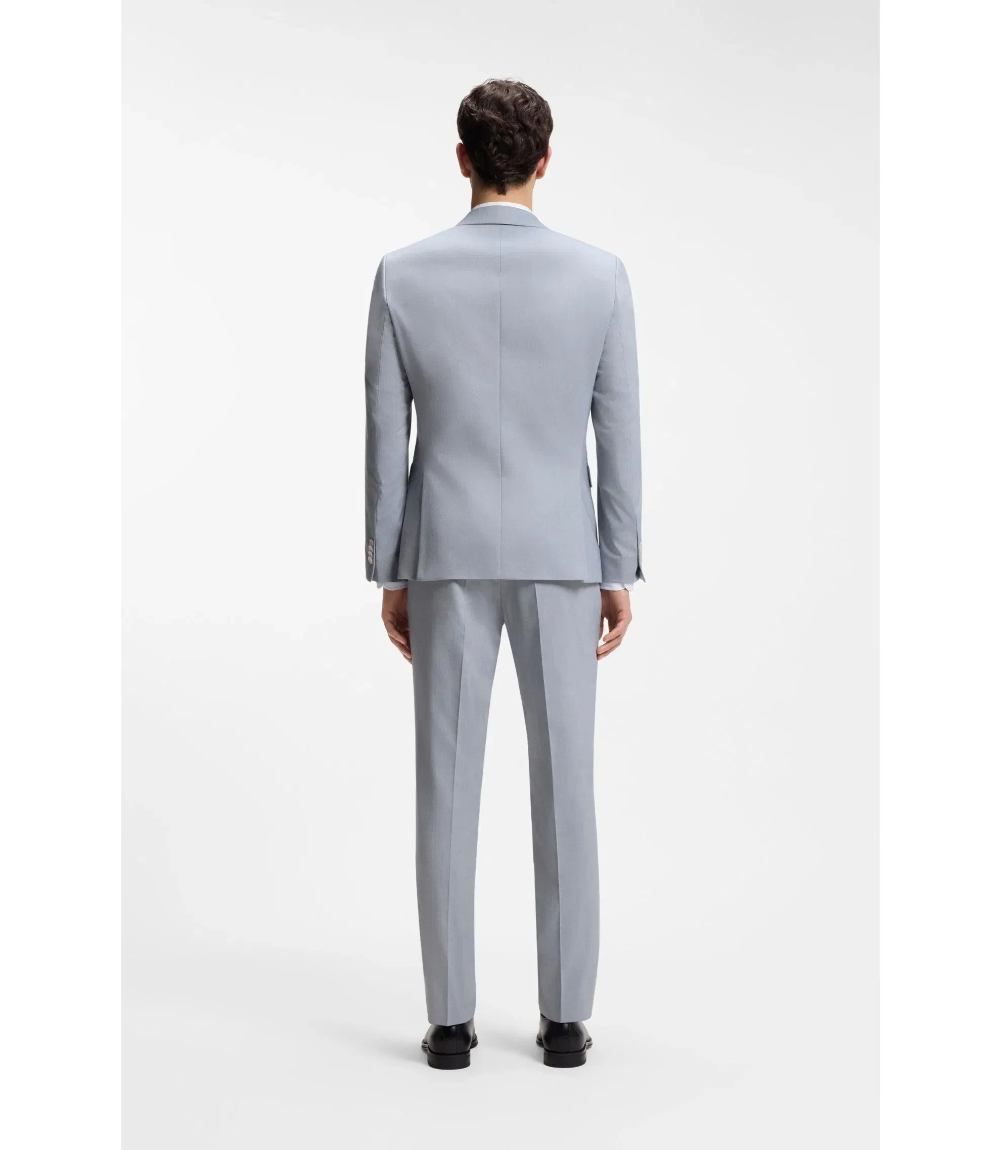 Boss Slim Fit Jacket In Patterned Chiffon Light Blue