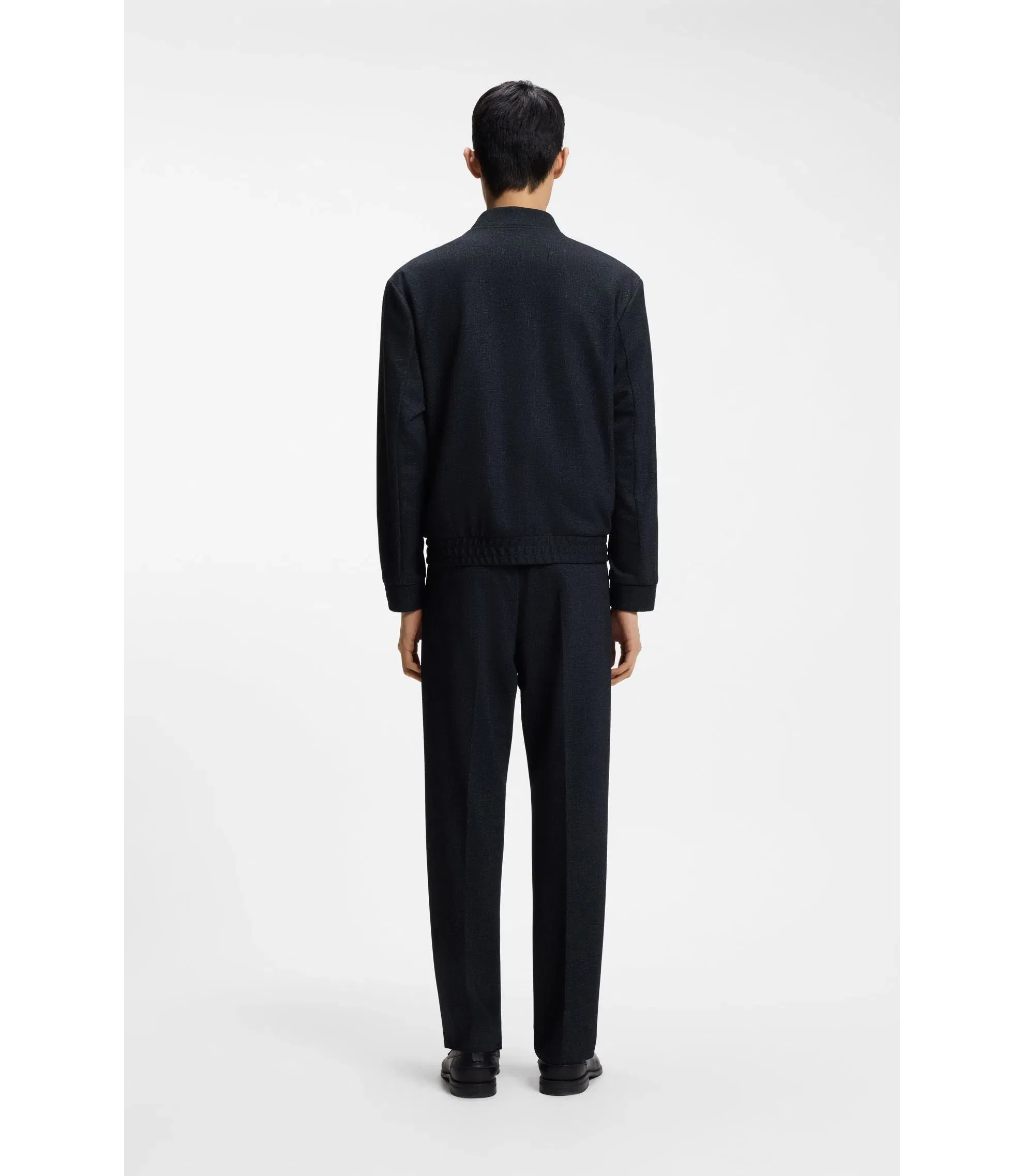 Hugo Slim Fit Jacket In Micro Printed Stretch Fabric Dark Blue