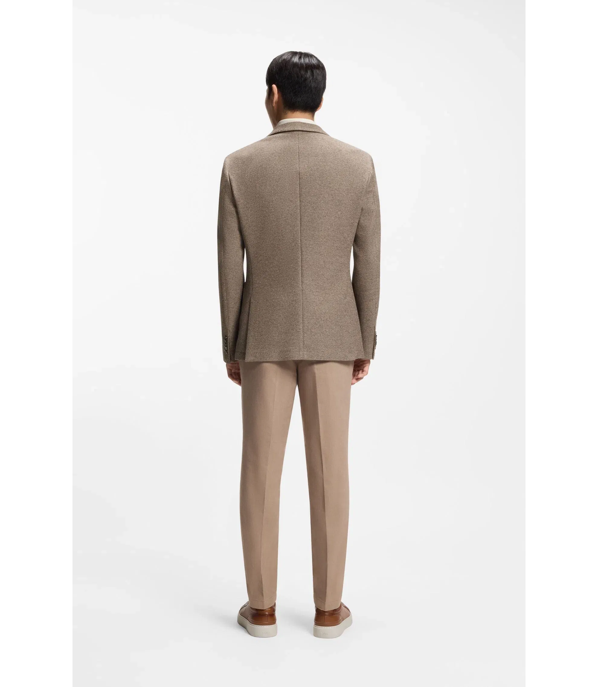 Boss Slim Fit Jacket In Micro Patterned Cotton Light Green
