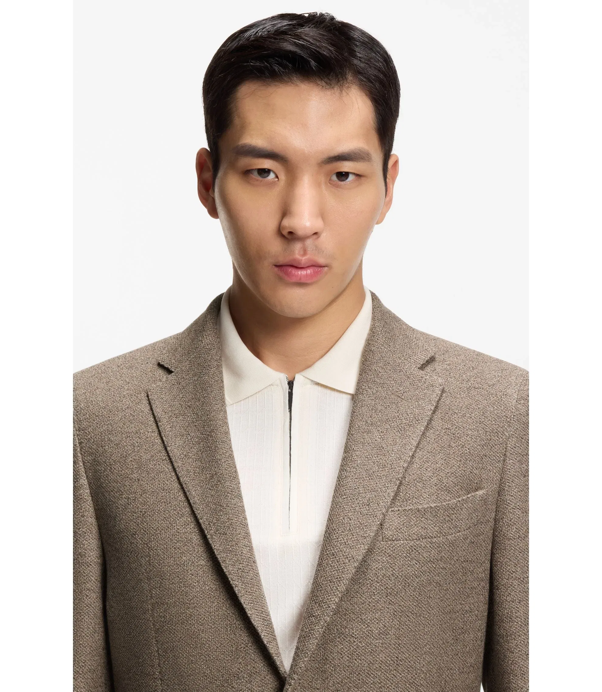 Boss Slim Fit Jacket In Micro Patterned Cotton Light Green