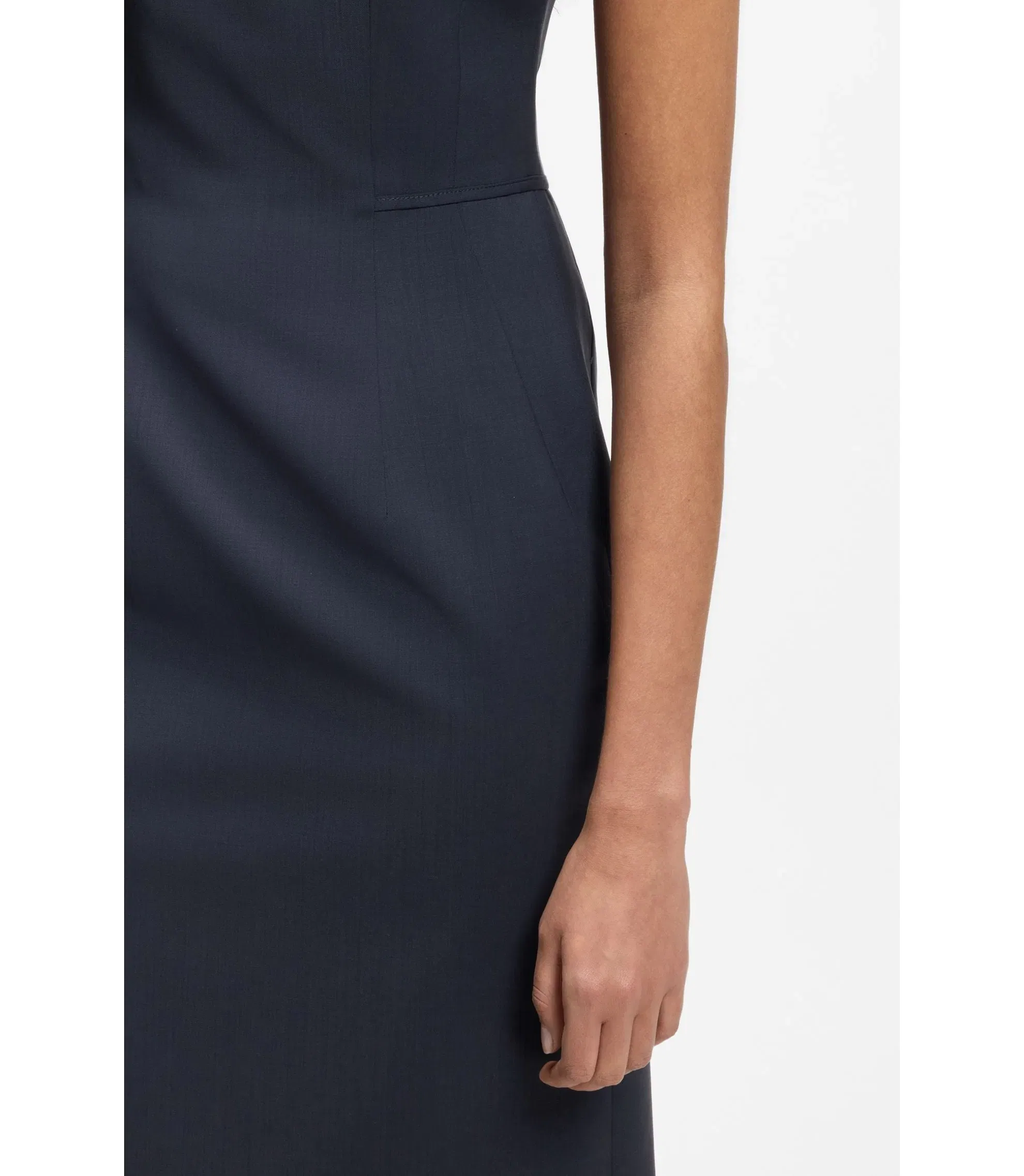Boss Slim Fit Dress In Italian Stretch Wool Dark Blue Women's