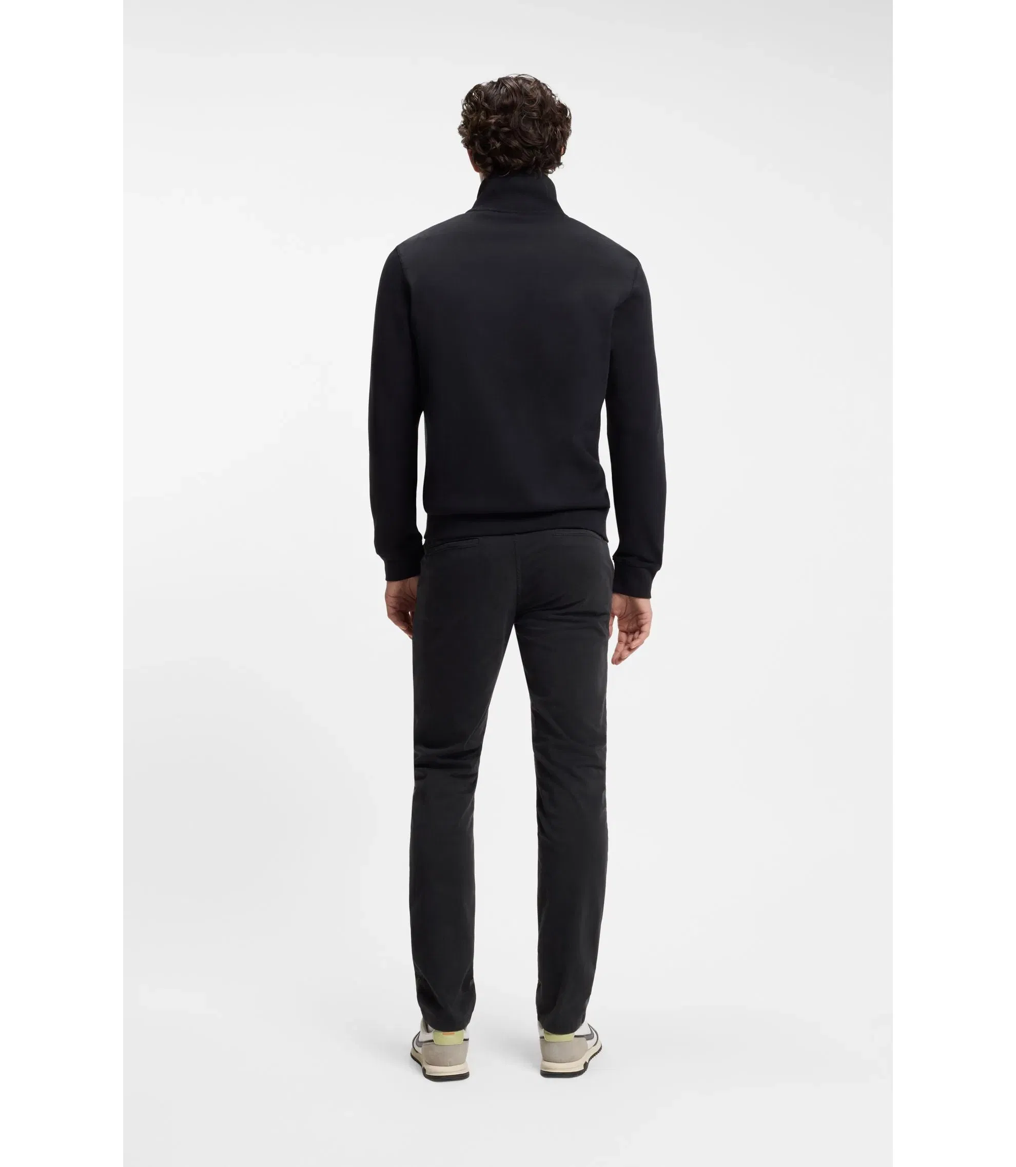 Boss Slim Fit Chinos In Stretch Cotton Satin Black