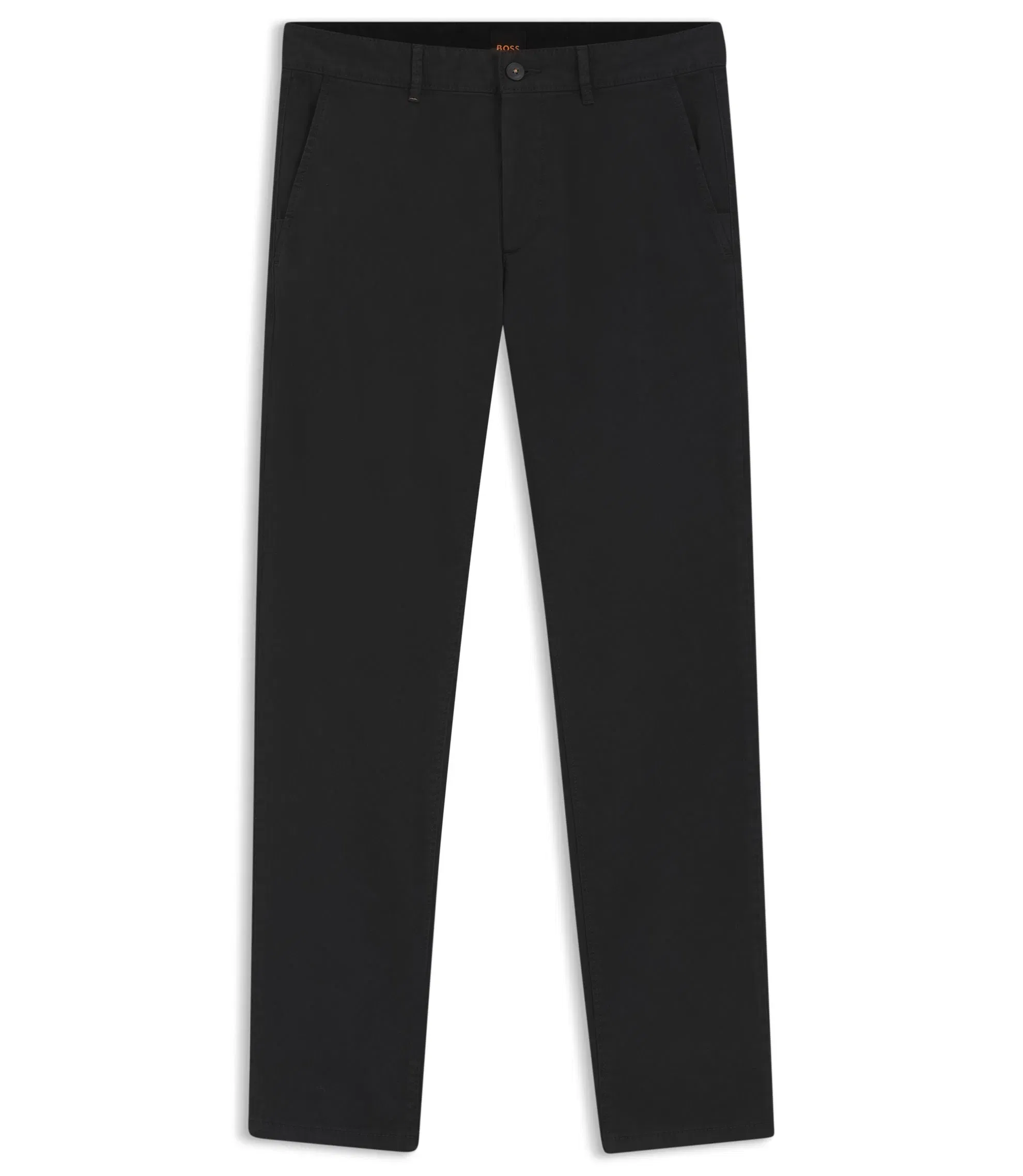 Boss Slim Fit Chinos In Stretch Cotton Satin Black