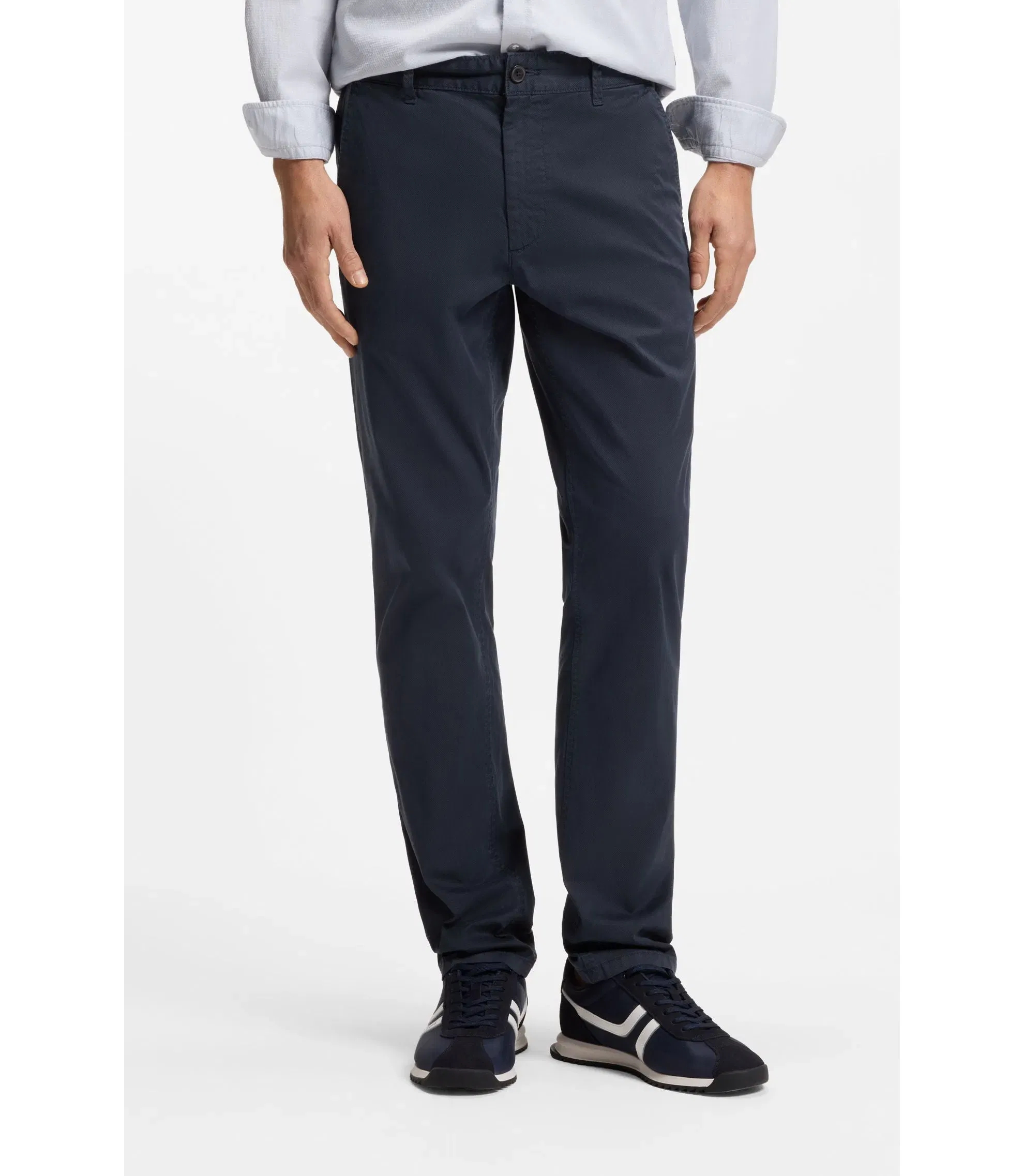 Boss Slim Fit Chinos In Printed Stretch Cotton Twill Light Blue