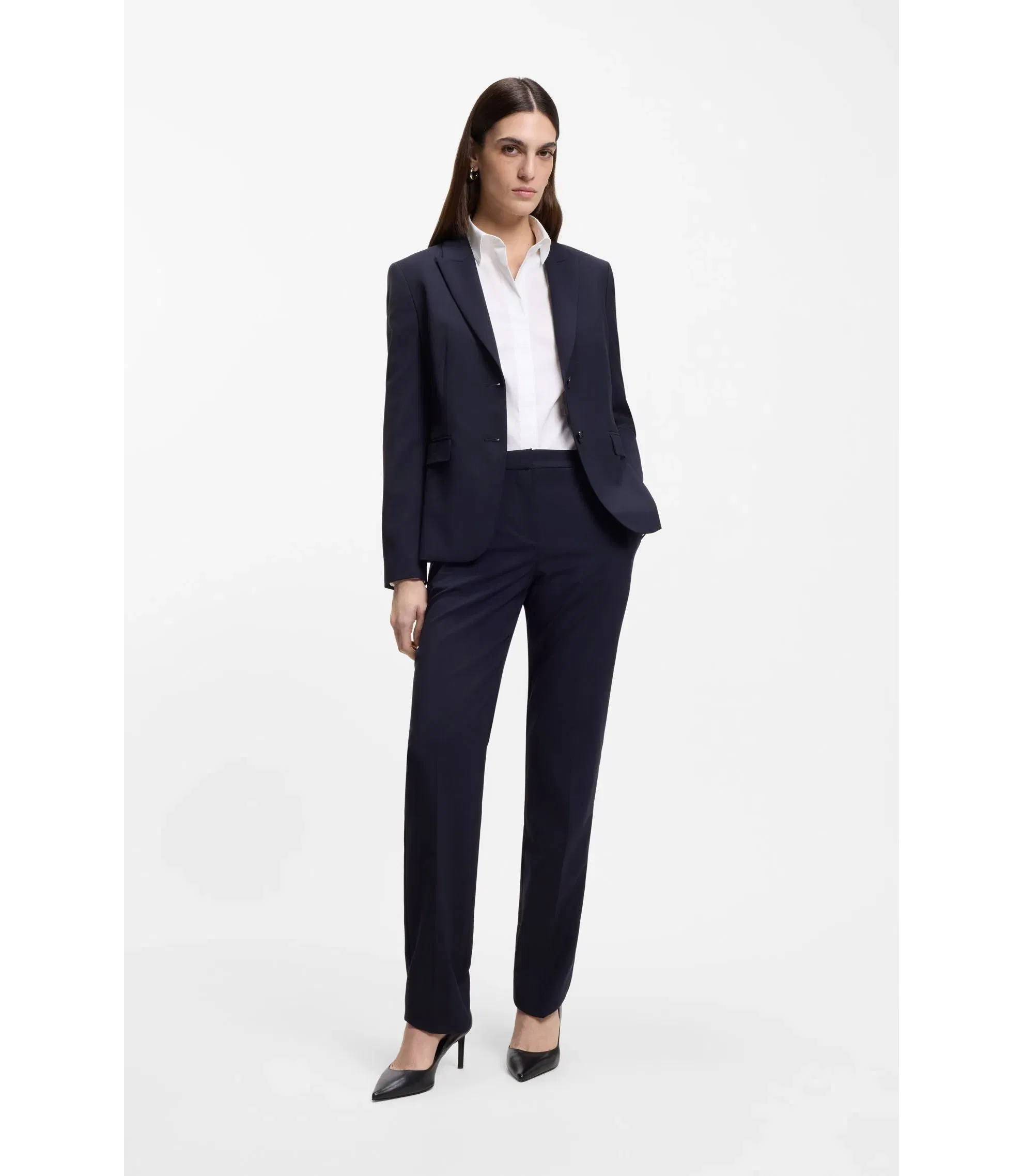 Boss Slim Fit Blouse In A Stretch Cotton White Women's