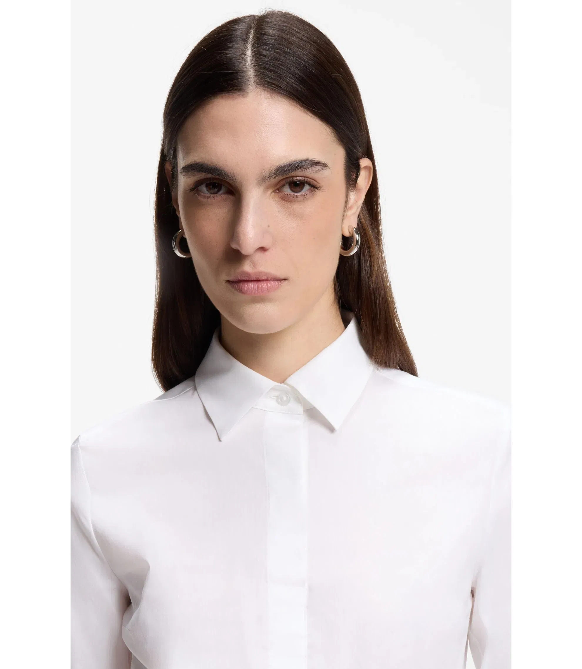 Boss Slim Fit Blouse In A Stretch Cotton White Women's