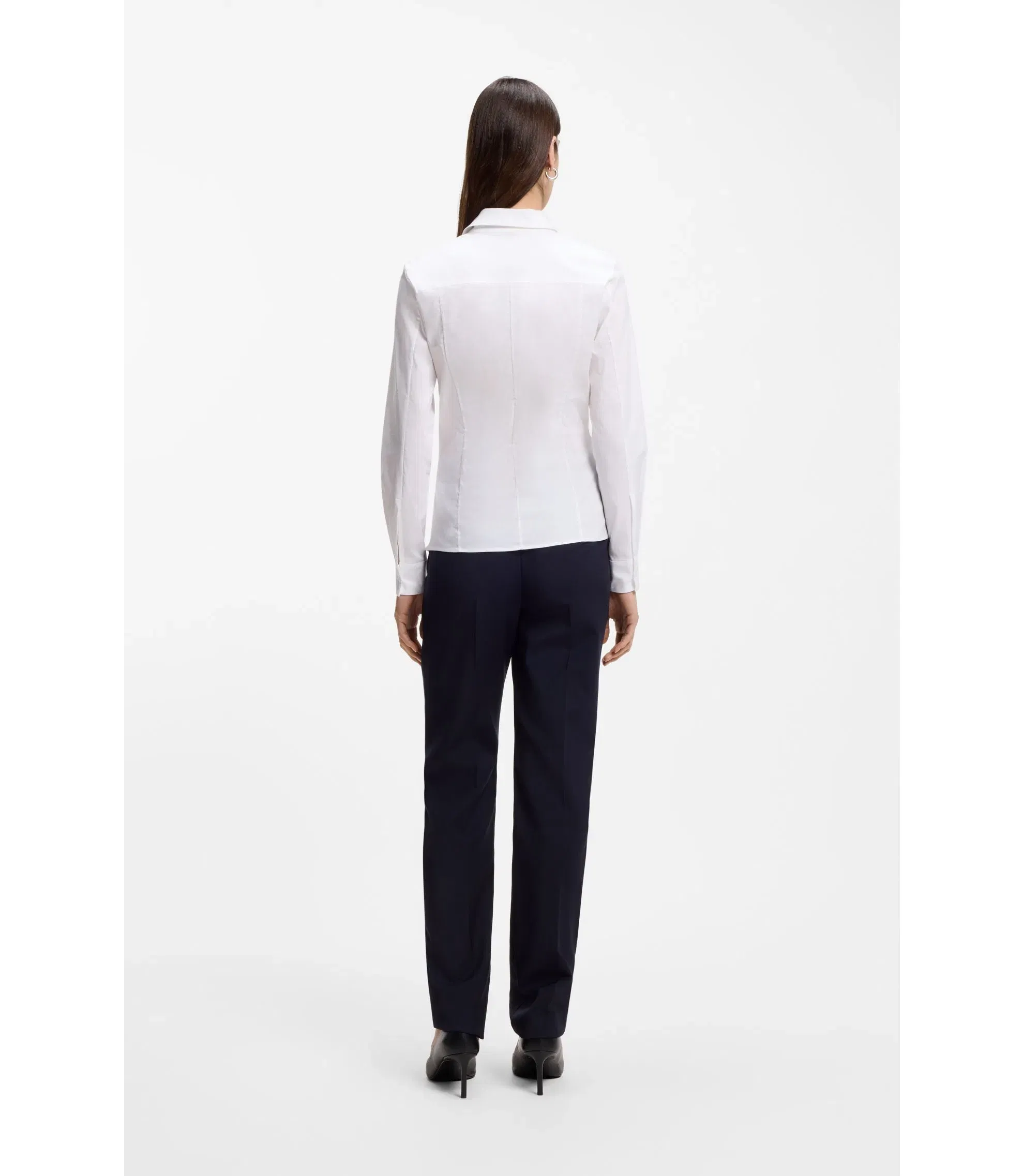 Boss Slim Fit Blouse In A Stretch Cotton White Women's