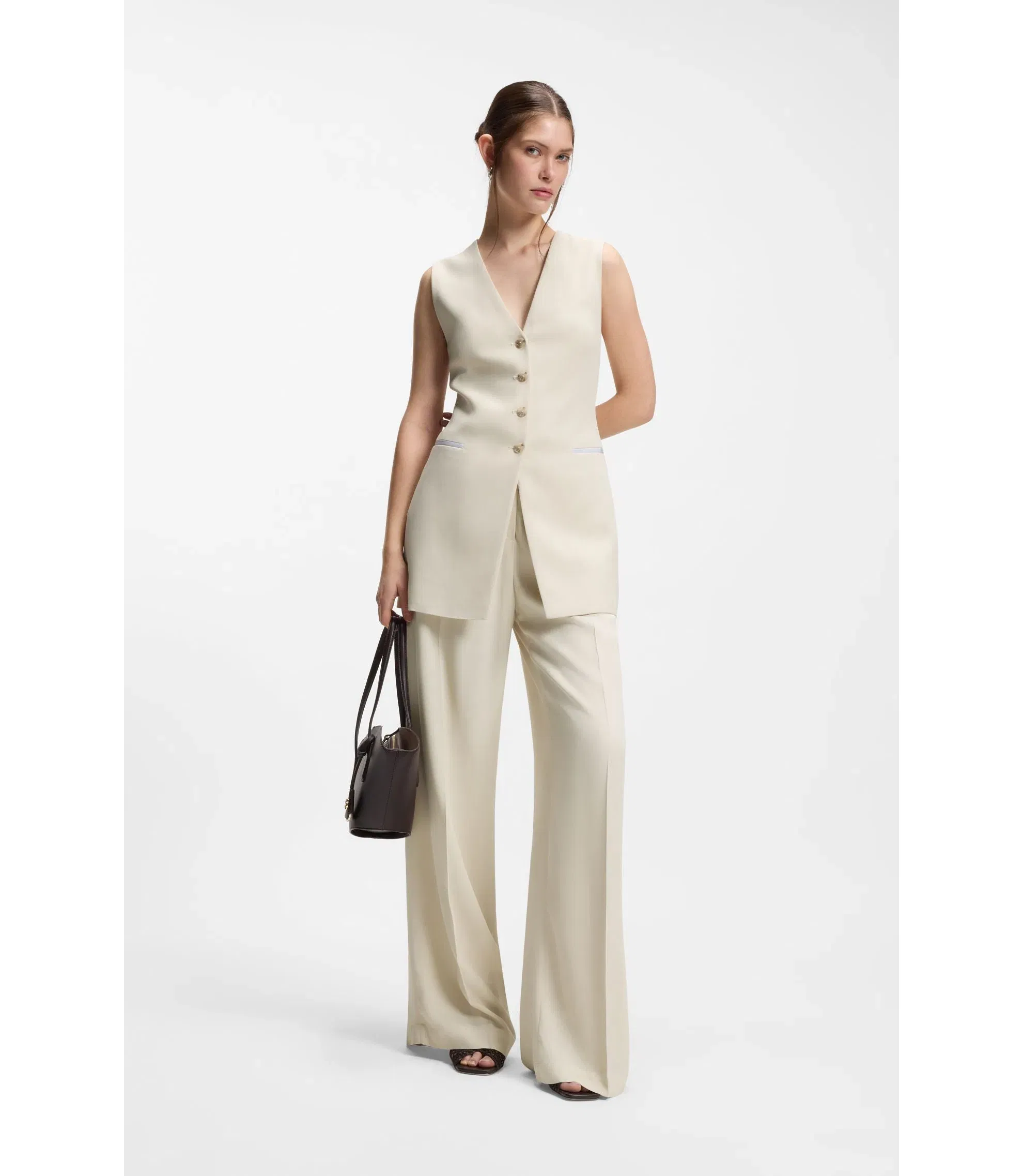 Boss Slim Fit Blazer With Sleeveless Styling White Women's
