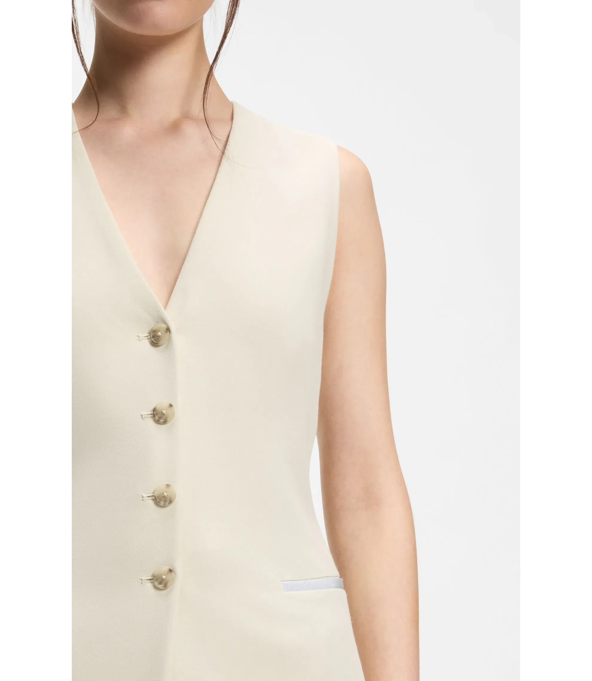 Boss Slim Fit Blazer With Sleeveless Styling White Women's