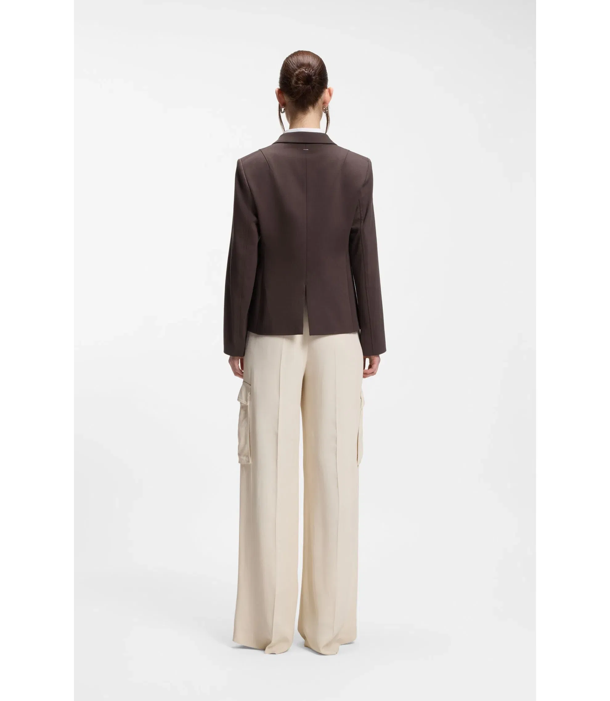 Boss Slim Fit Blazer With Angled Darts Dark Brown Women's