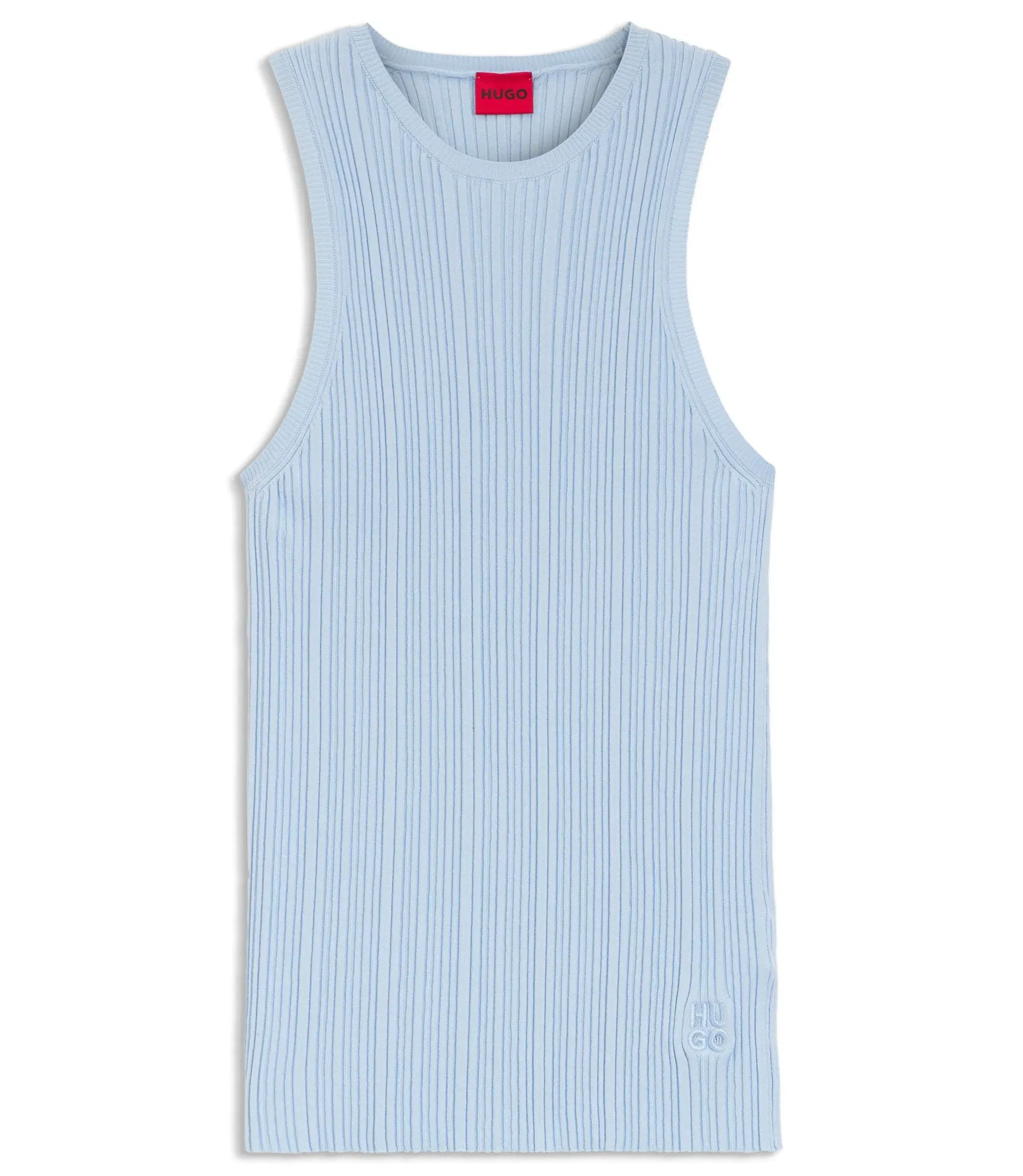 Hugo Sleeveless Top With Irregular Rib Light Blue Women's