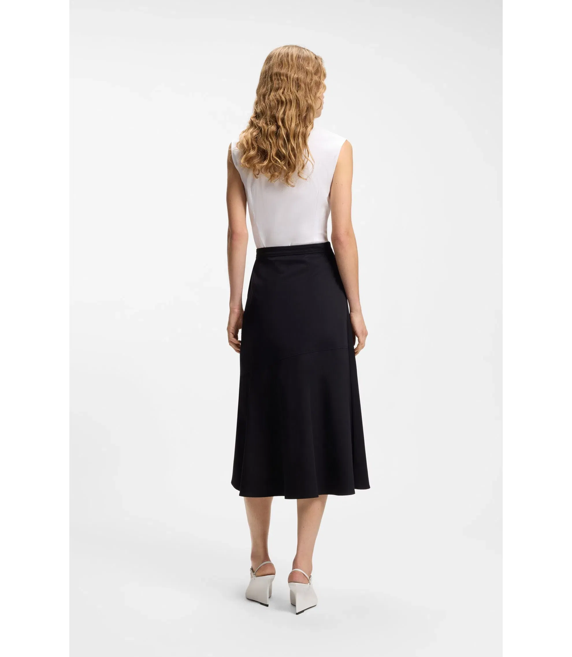 Boss Sleeveless Slim Fit Blouse In A Cotton Blend White Women's