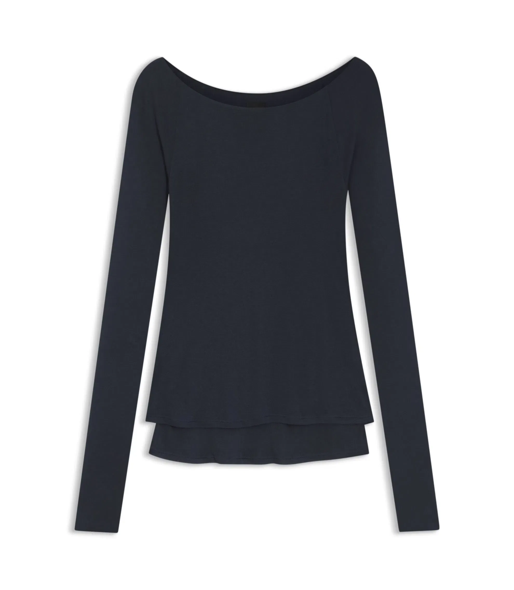 Boss Sheer Jersey Top With Double Layer Dark Blue Women's