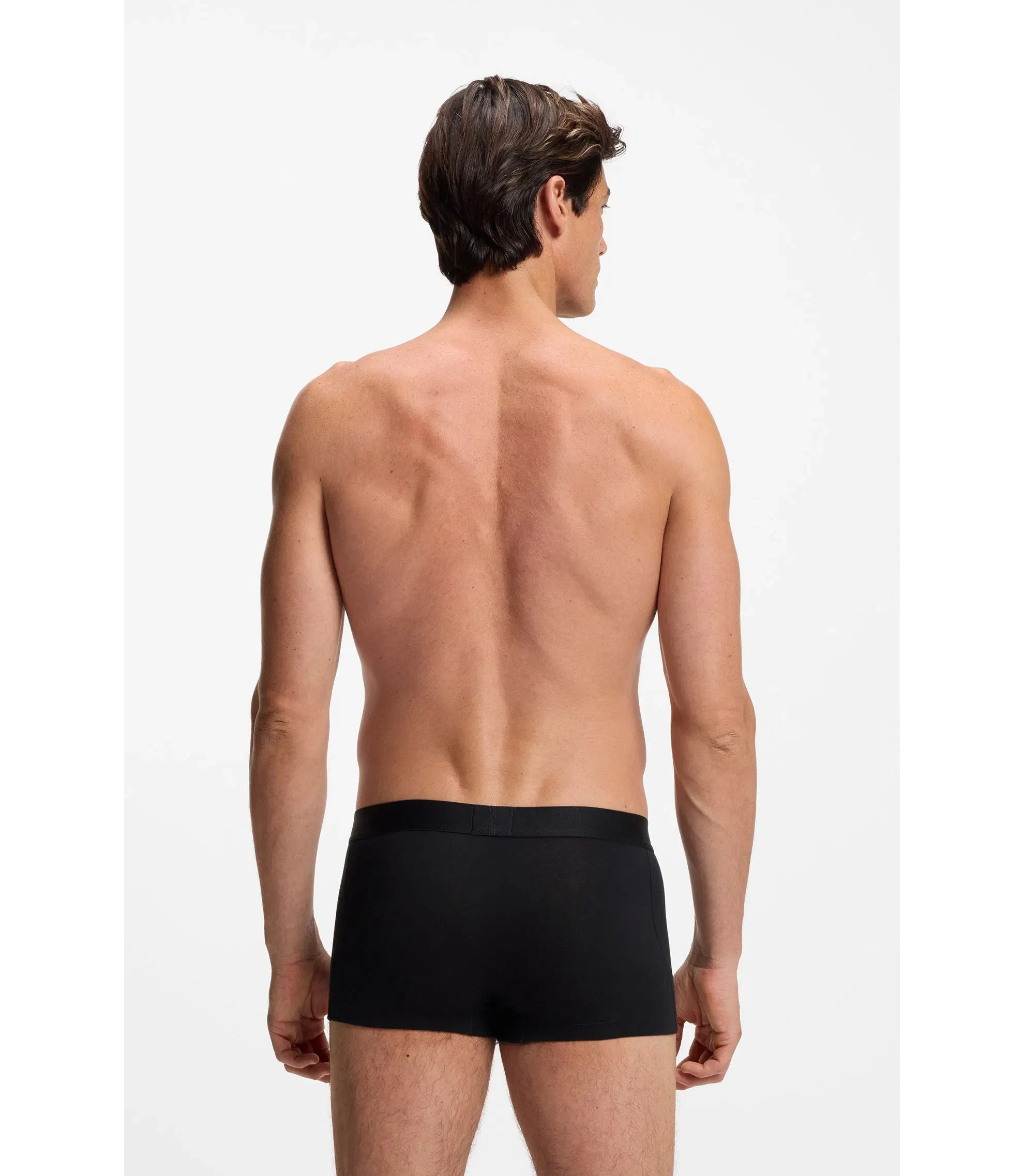 Boss Seam Stitching Trunks In Stretch Cotton Black