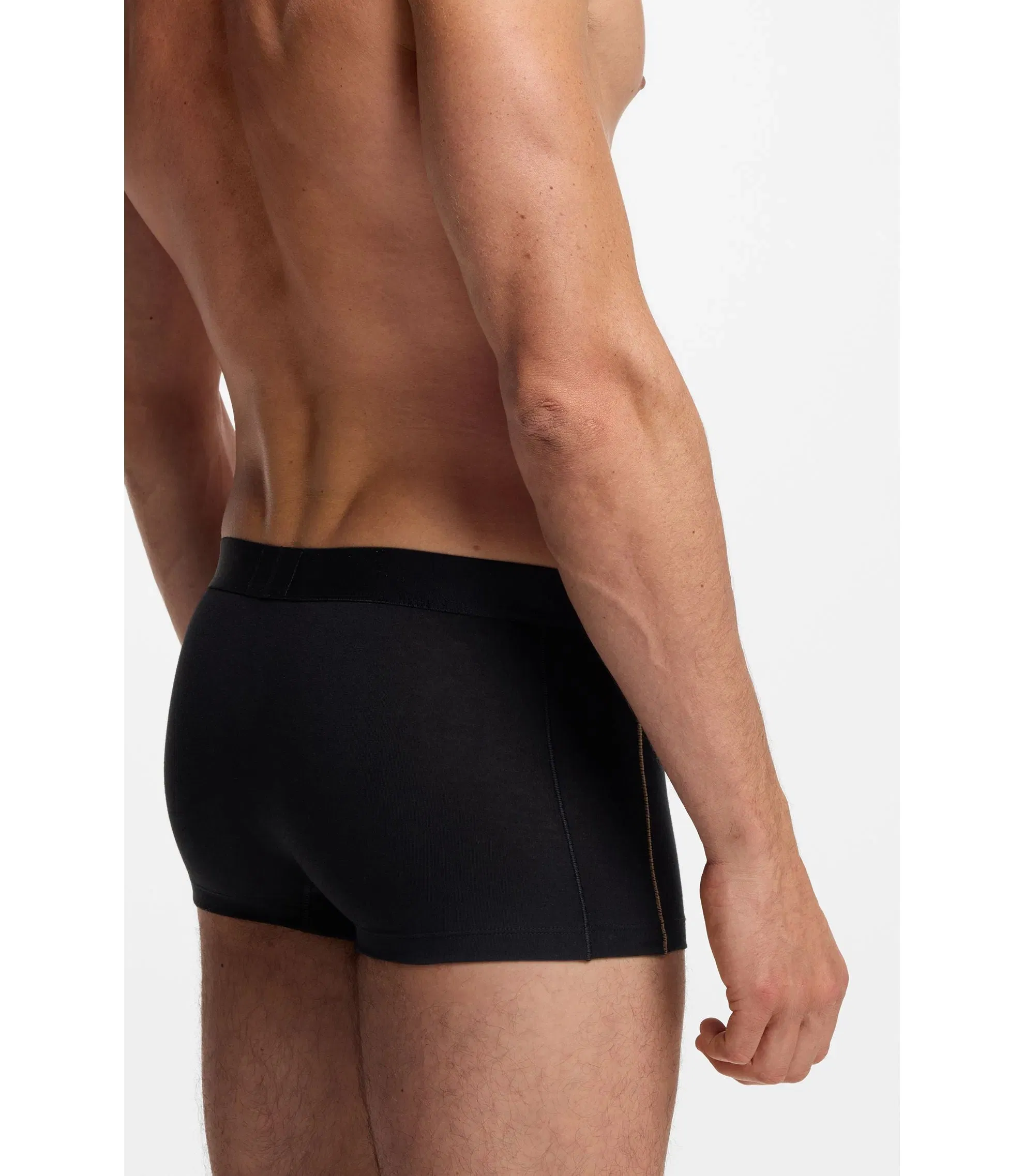Boss Seam Stitching Trunks In Stretch Cotton Black