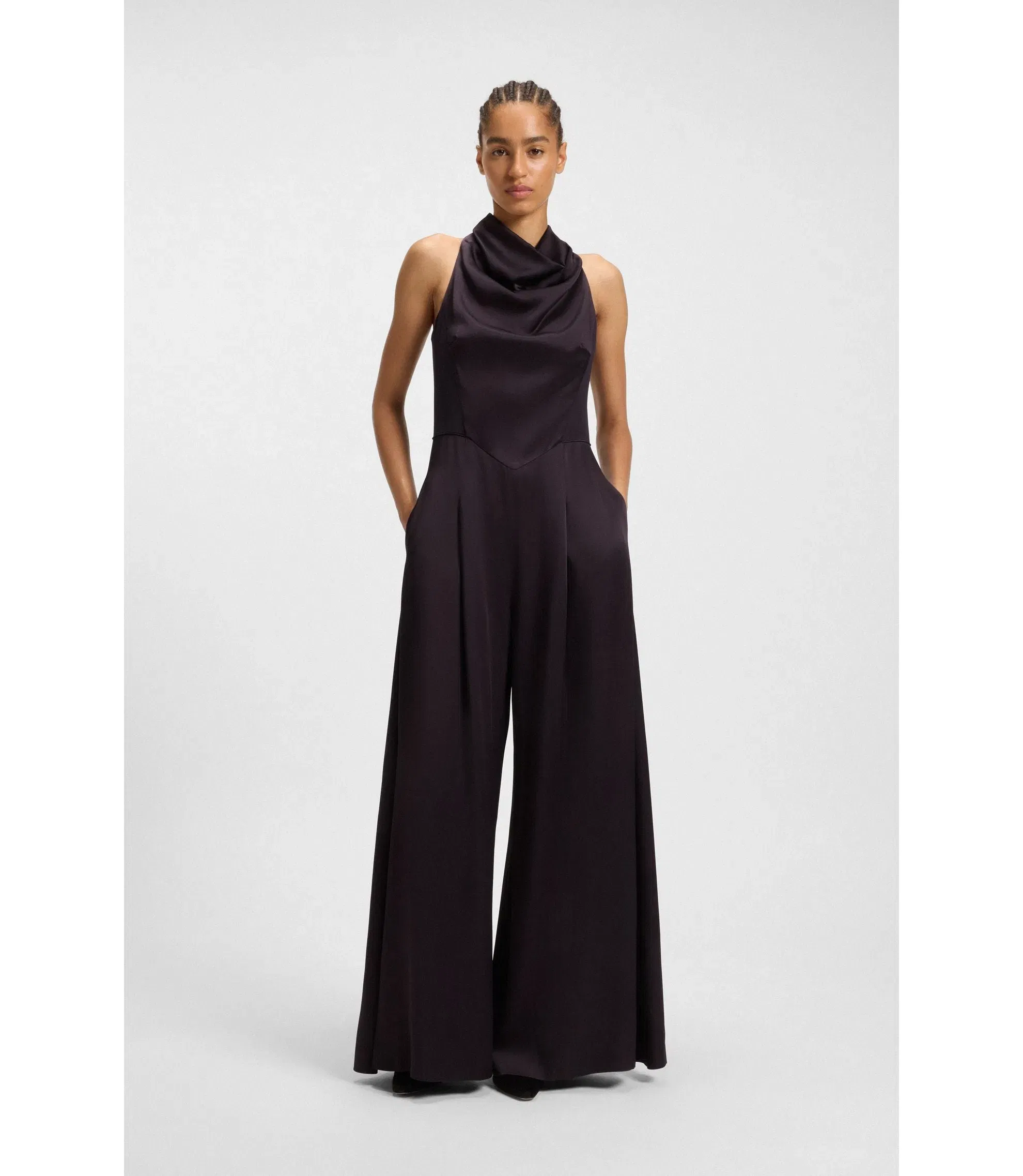 Boss Sabl Jumpsuit With Draped Neckline Light Purple Women's