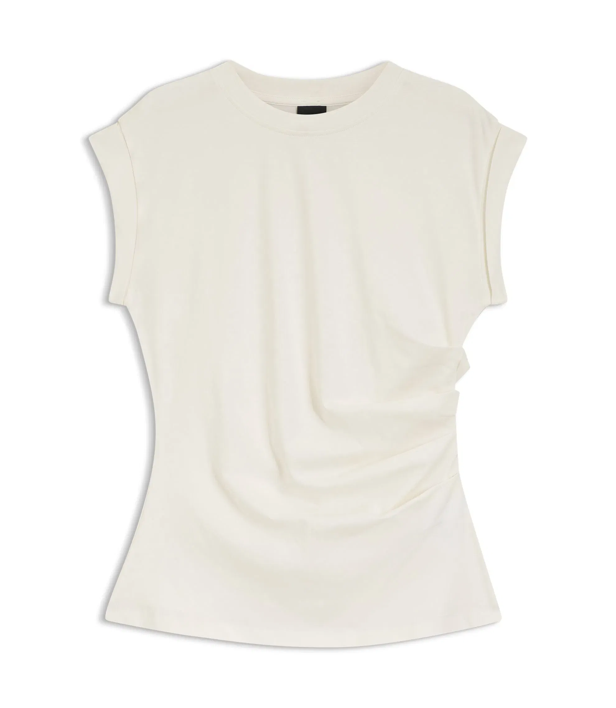 Boss Rolled Cuff Slim Fit T-Shirt In Mercerised Cotton White Women's