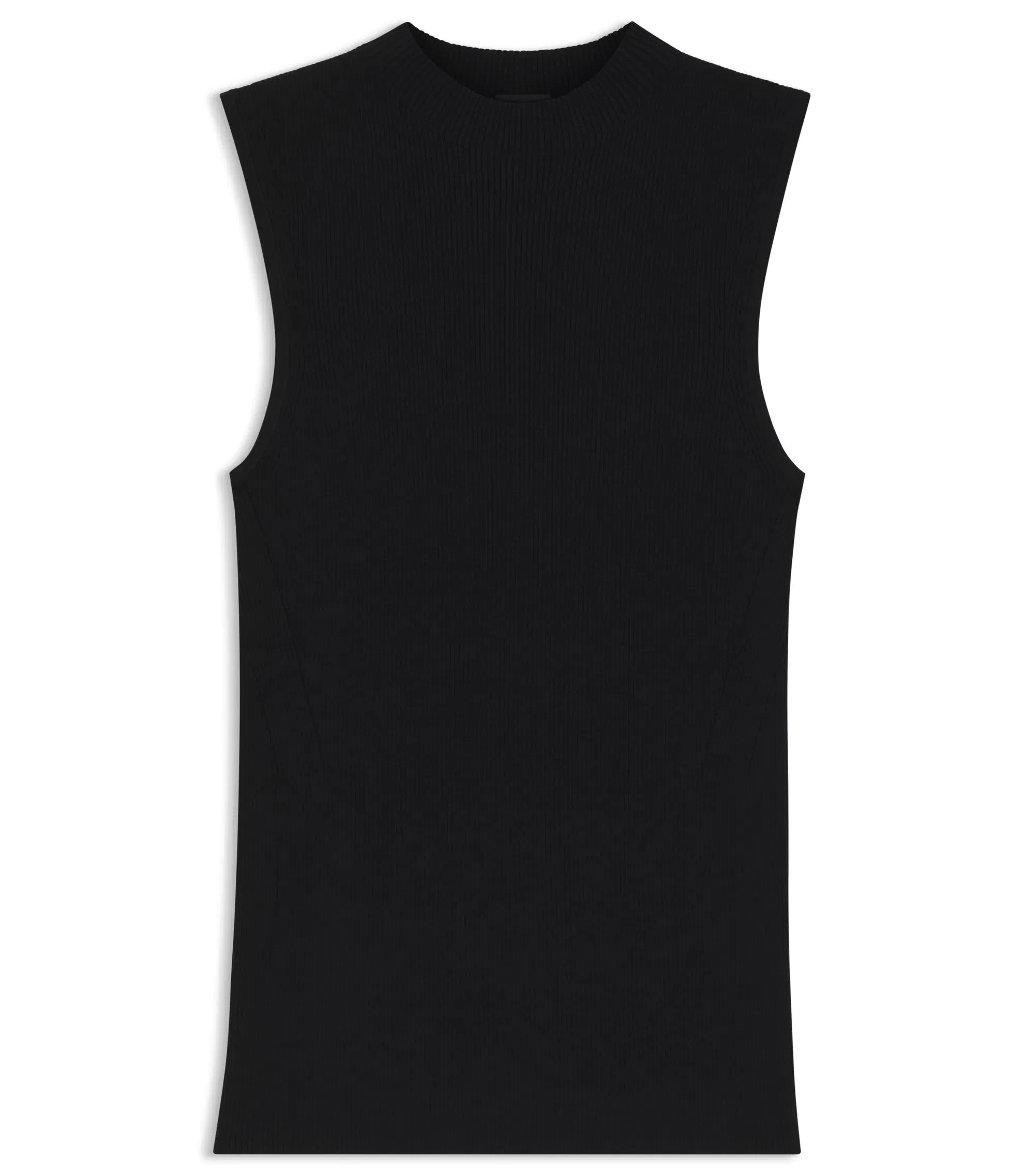 Boss Ribbed Top With Mock Neckline Black Women's