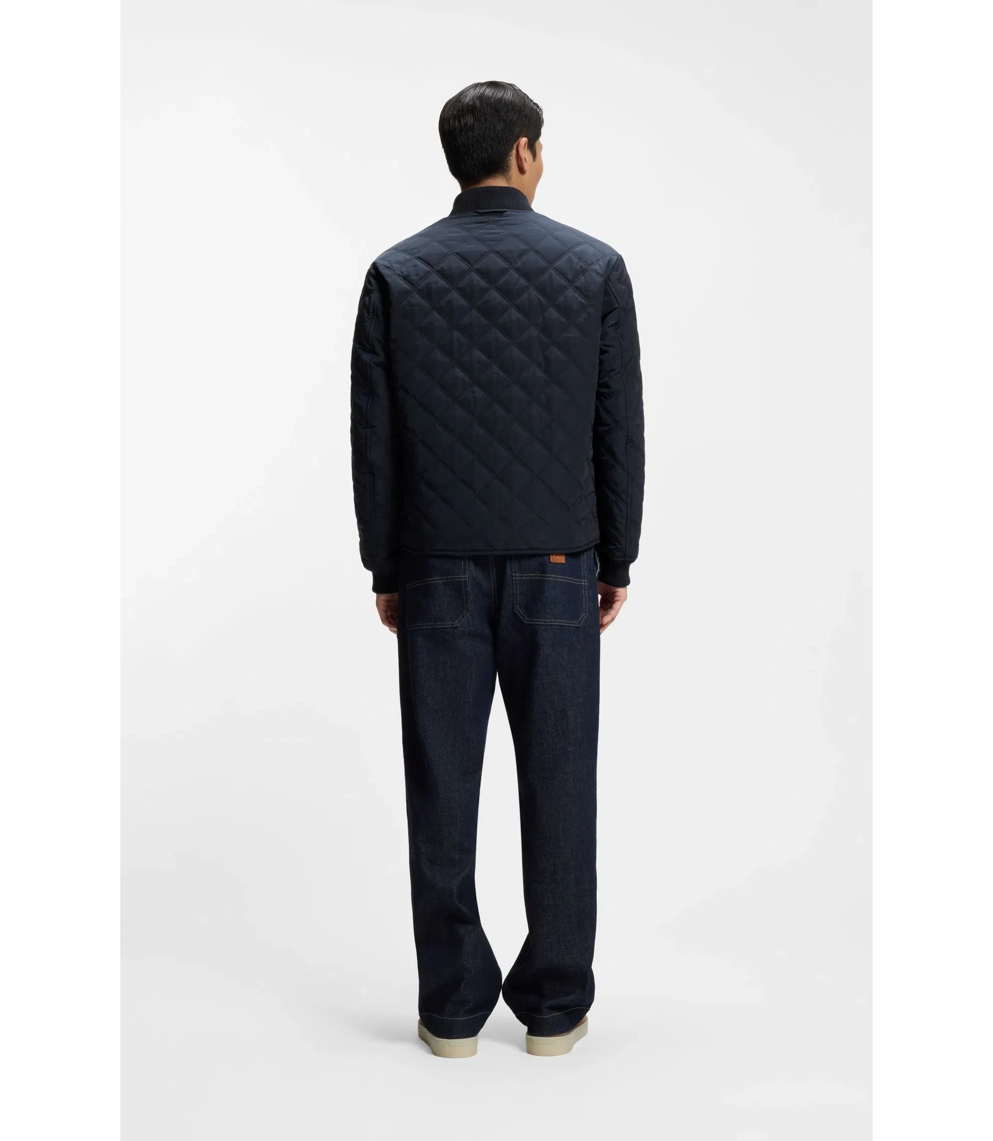 Boss Reversible Water Repellent Jacket With Quilting Dark Blue