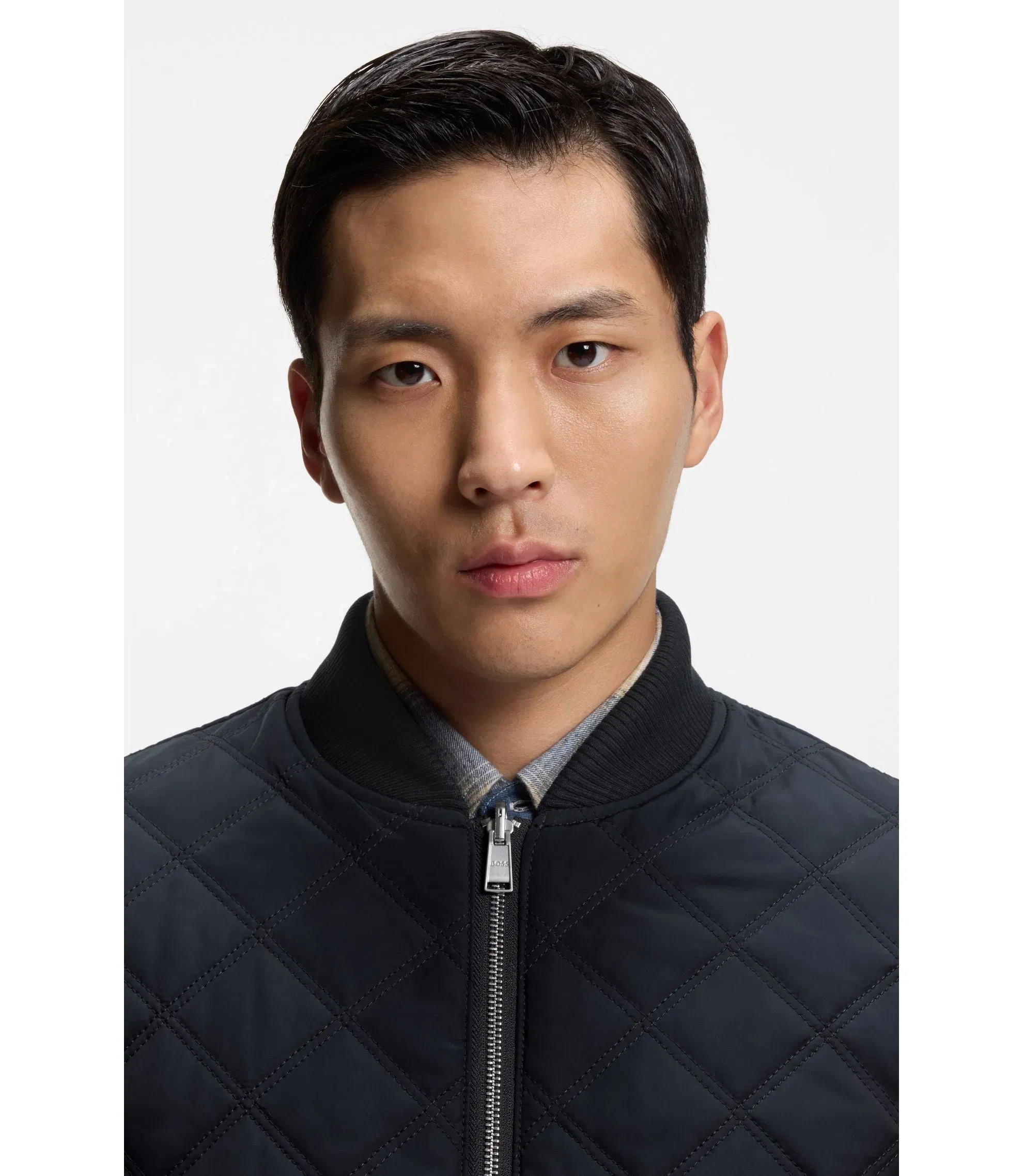Boss Reversible Water Repellent Jacket With Quilting Dark Blue