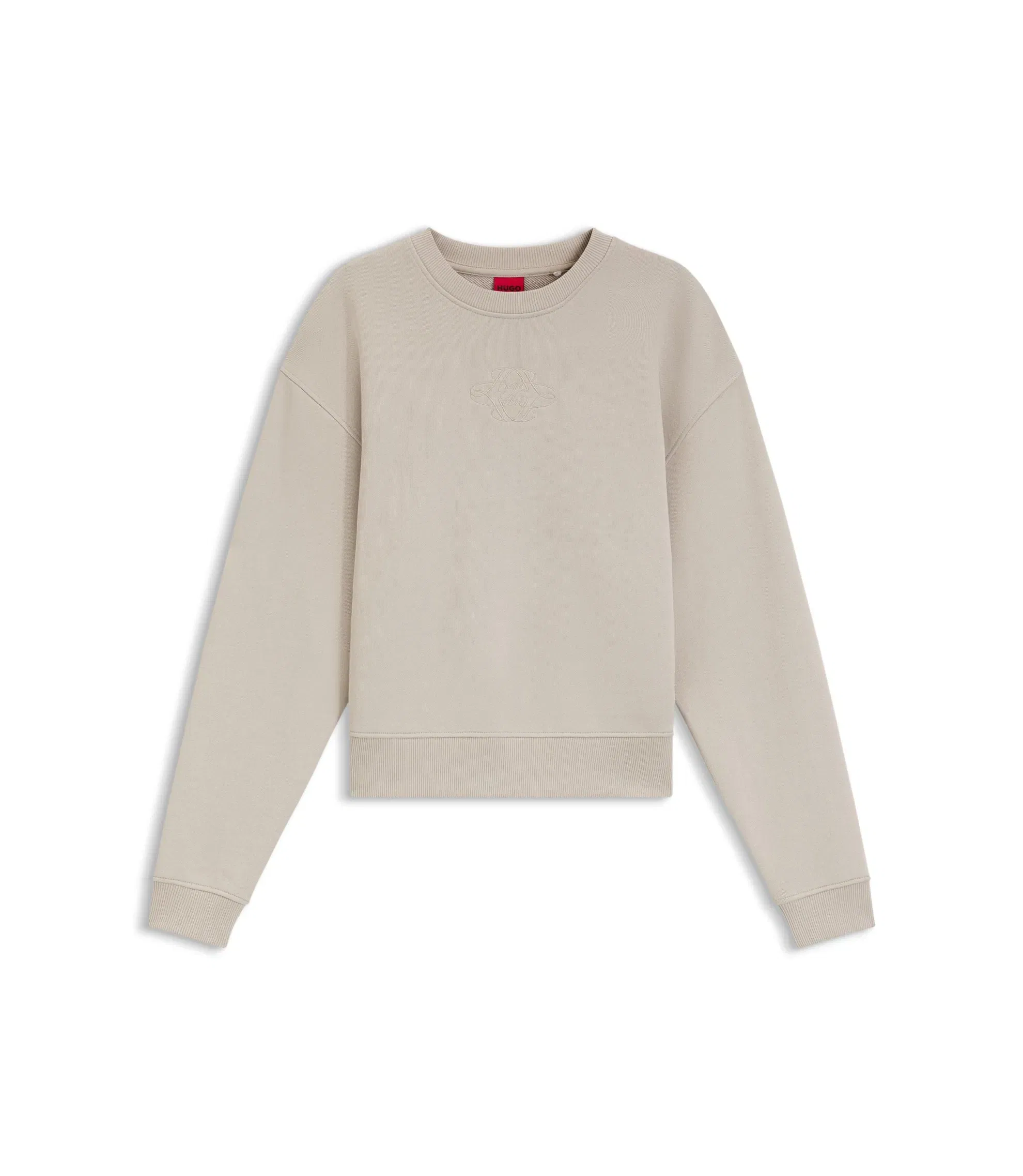 Hugo Resort Script Logo Sweatshirt In Cotton Light Grey Women's