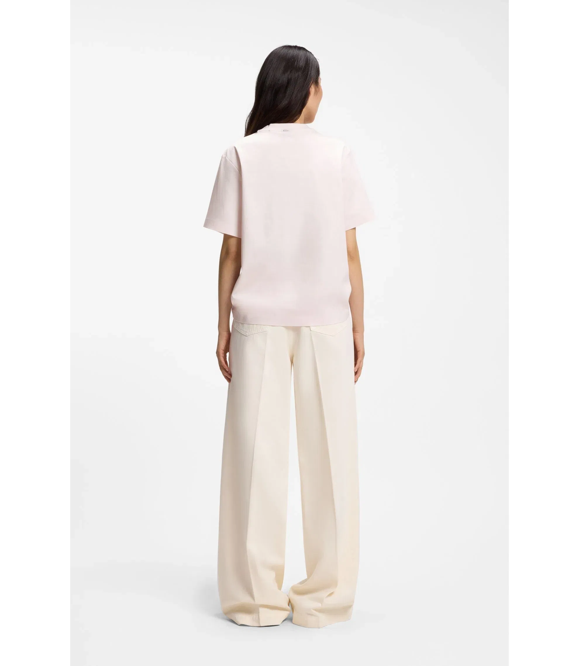 Boss Relaxed Fit T-Shirt In Mercerized Cotton Light Pink Women's