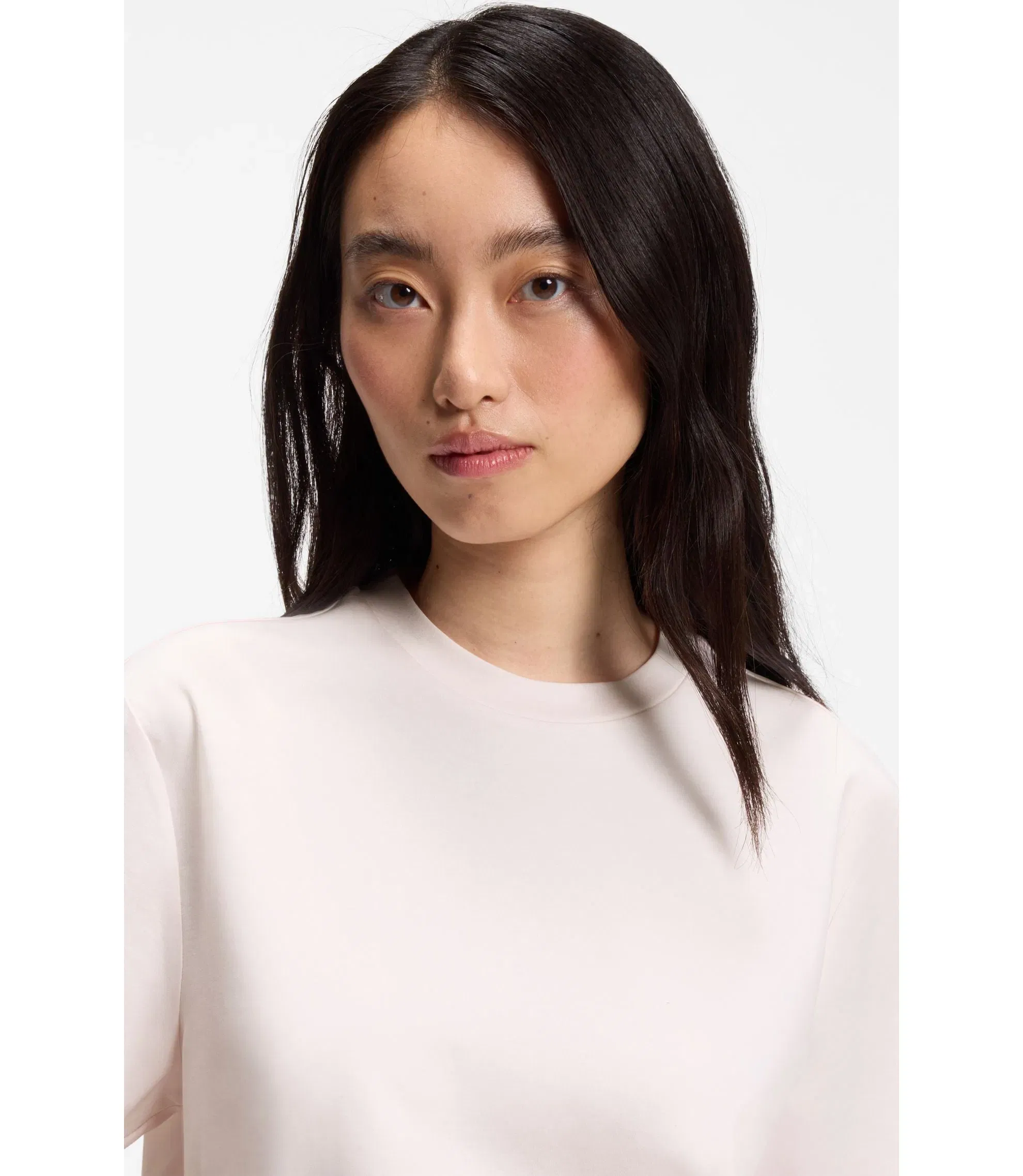 Boss Relaxed Fit T-Shirt In Mercerized Cotton Light Pink Women's