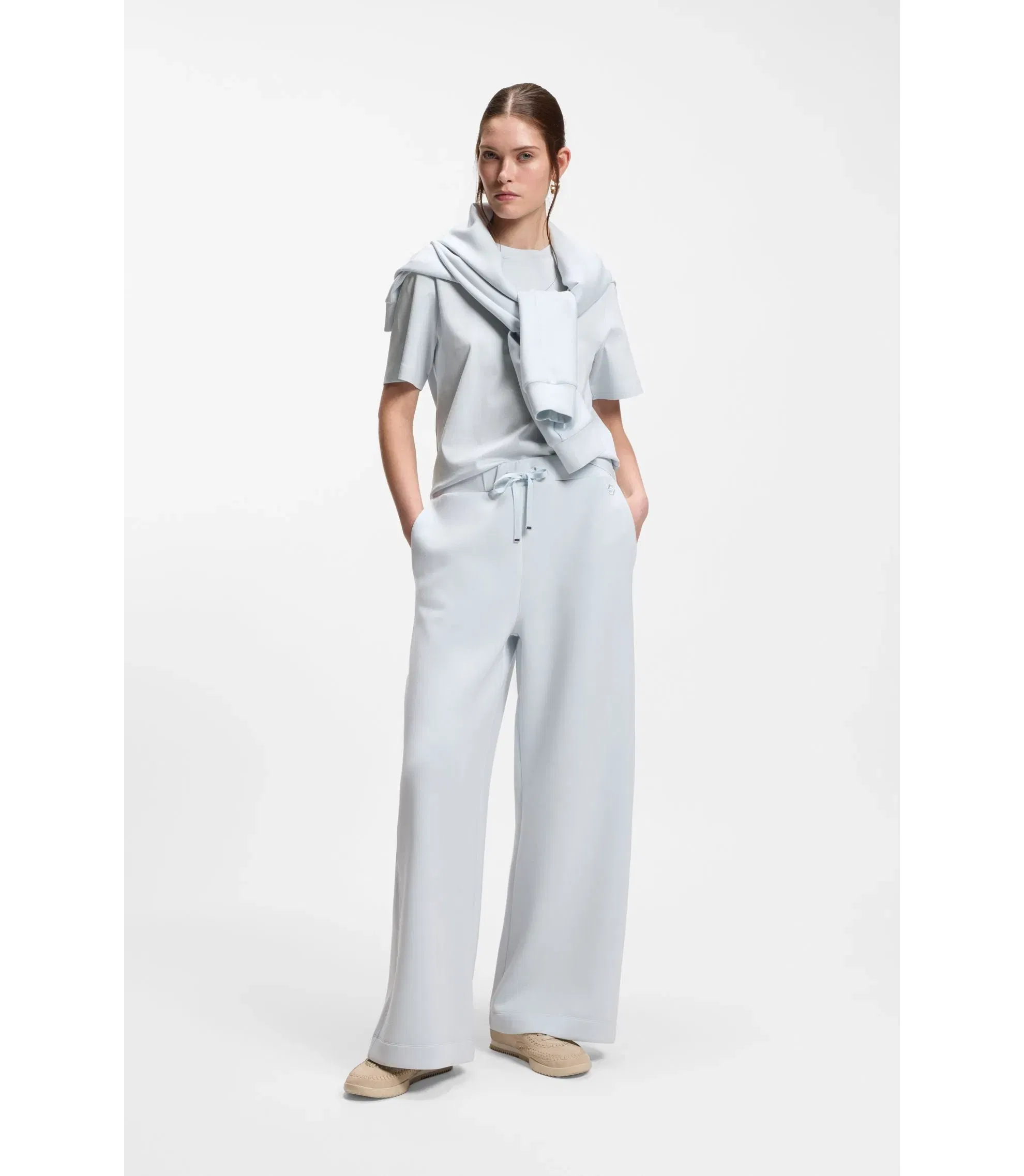 Boss Relaxed Fit T-Shirt In Mercerized Cotton Light Blue Women's
