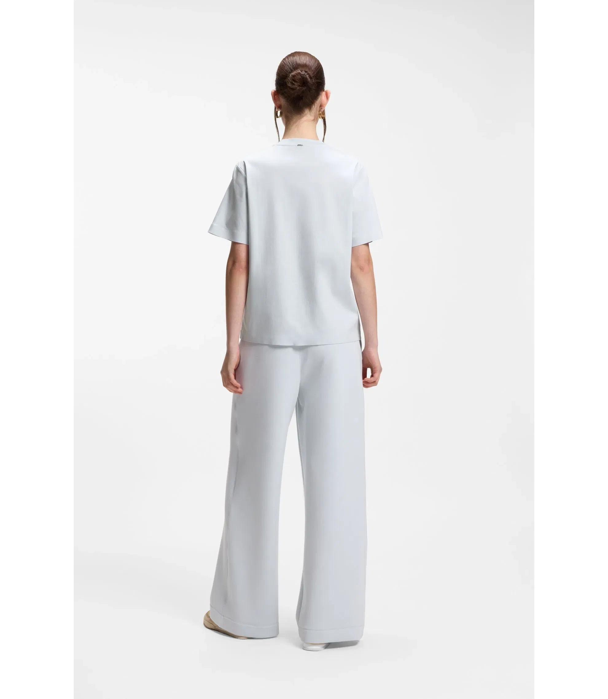 Boss Relaxed Fit T-Shirt In Mercerized Cotton Light Blue Women's