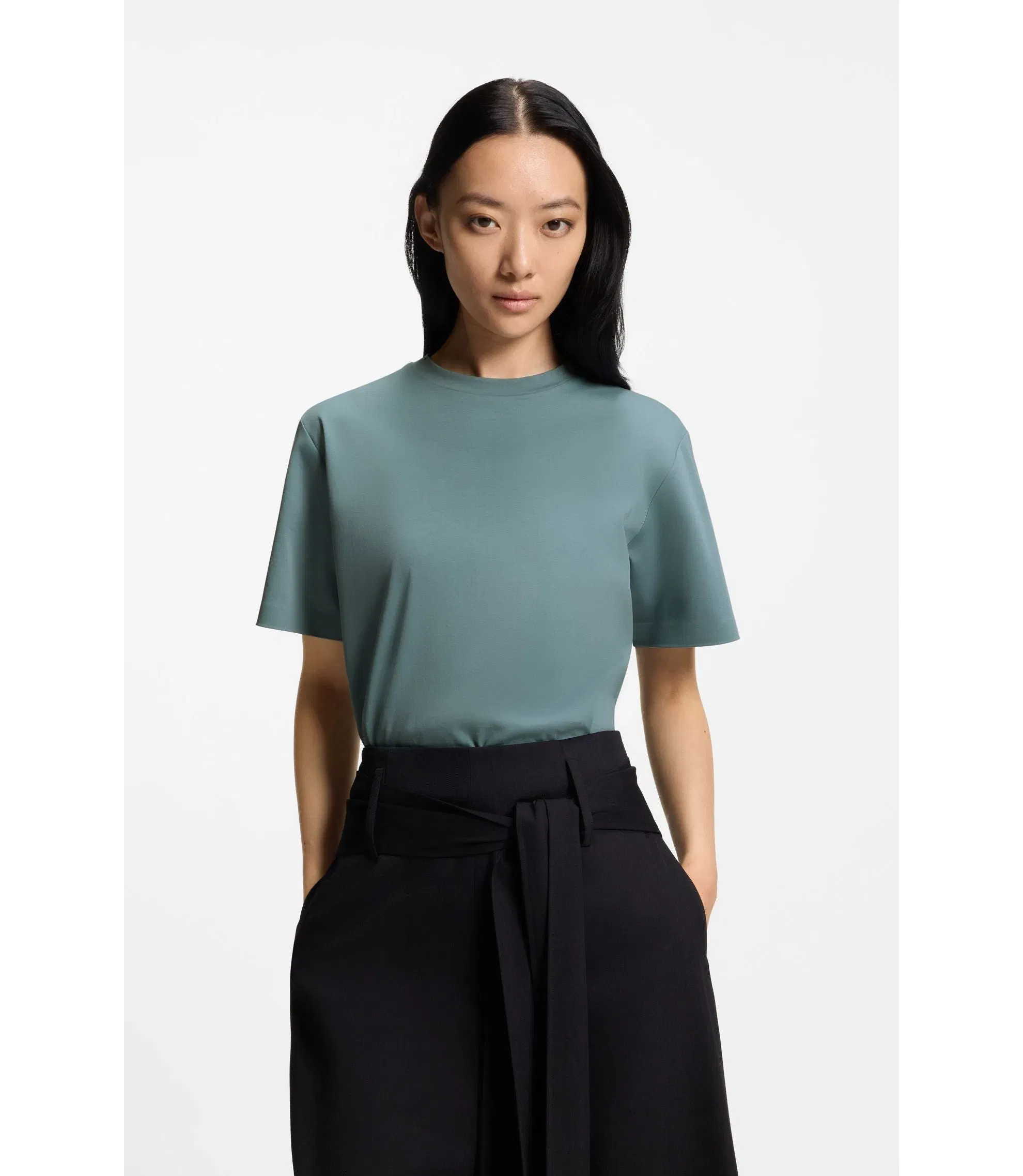 Boss Relaxed Fit T-Shirt In Mercerized Cotton Blue Women's
