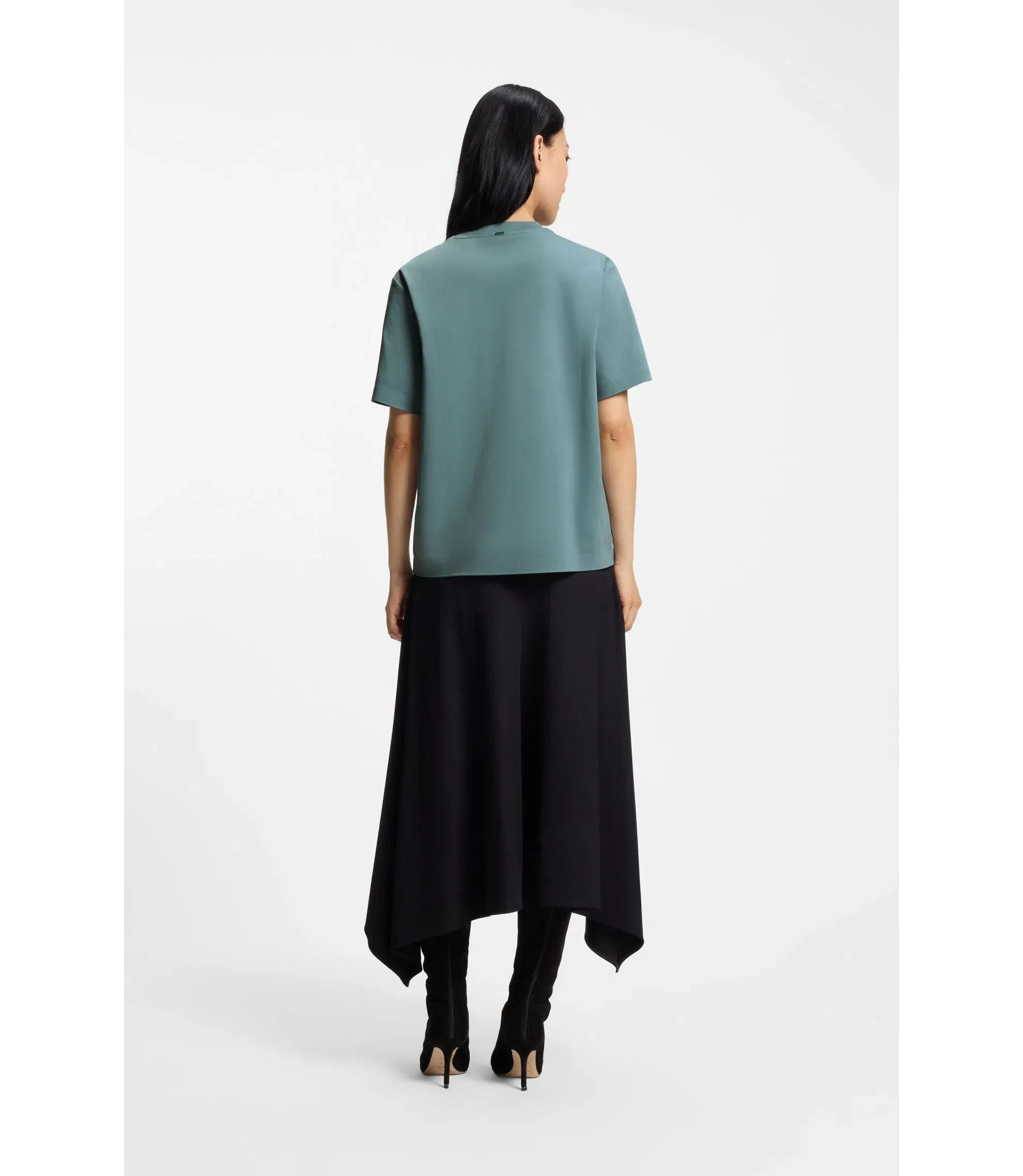 Boss Relaxed Fit T-Shirt In Mercerized Cotton Blue Women's