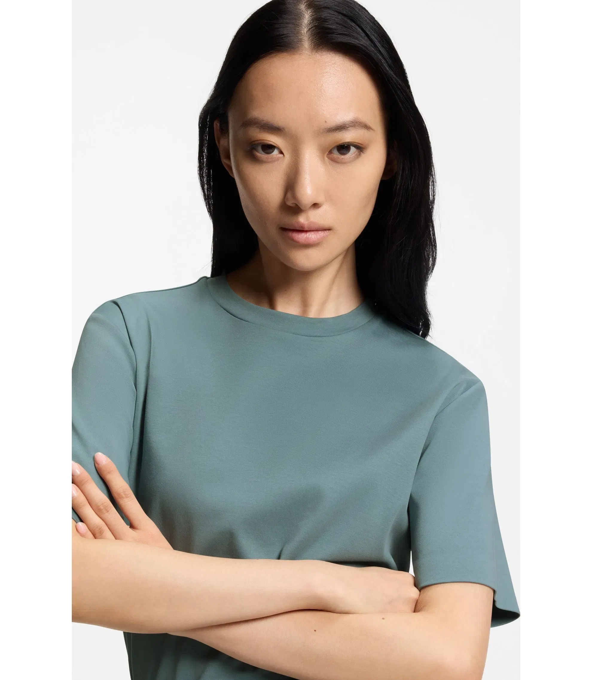 Boss Relaxed Fit T-Shirt In Mercerized Cotton Blue Women's