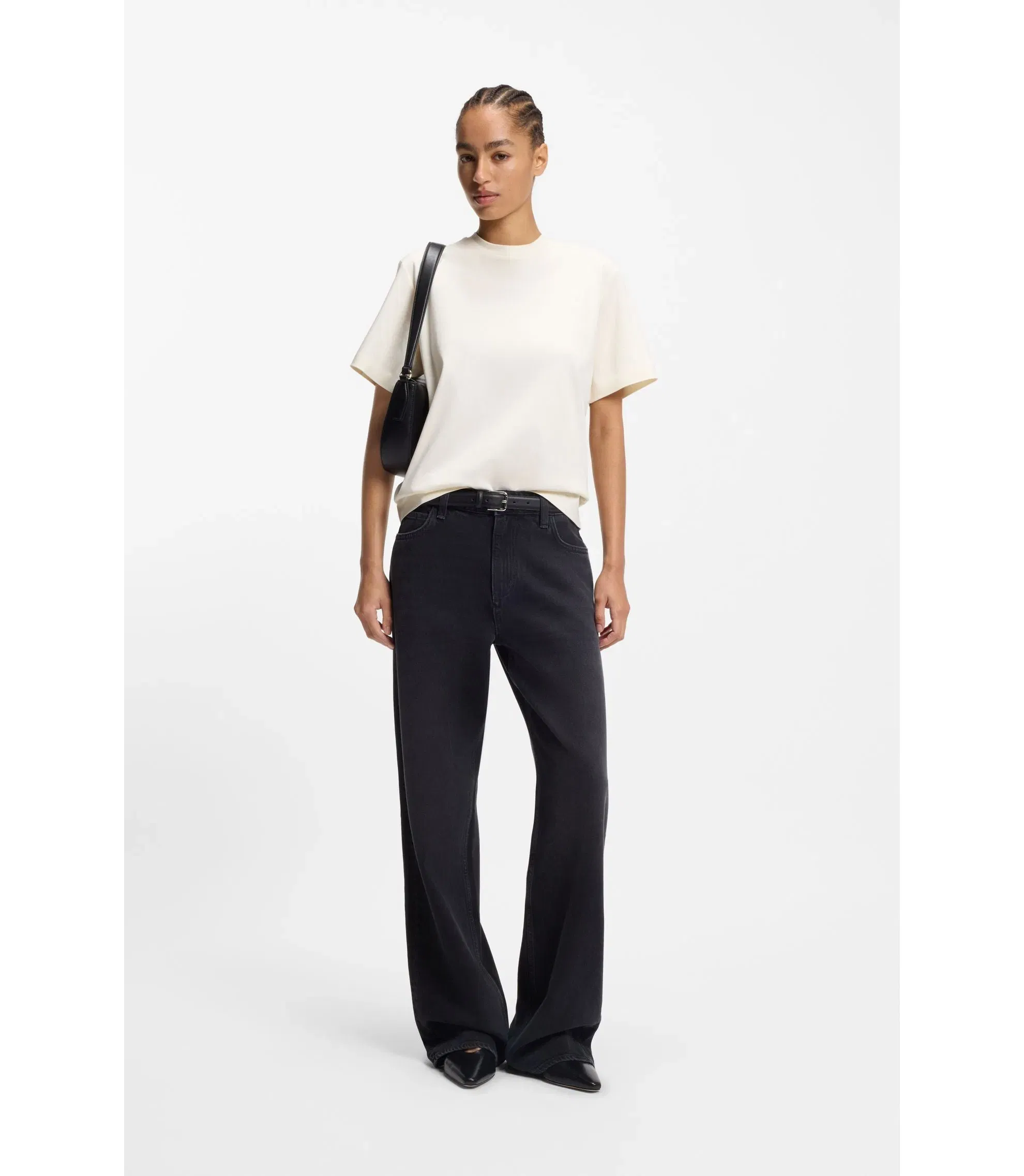 Boss Relaxed Fit T-Shirt In Mercerized Cotton White Women's