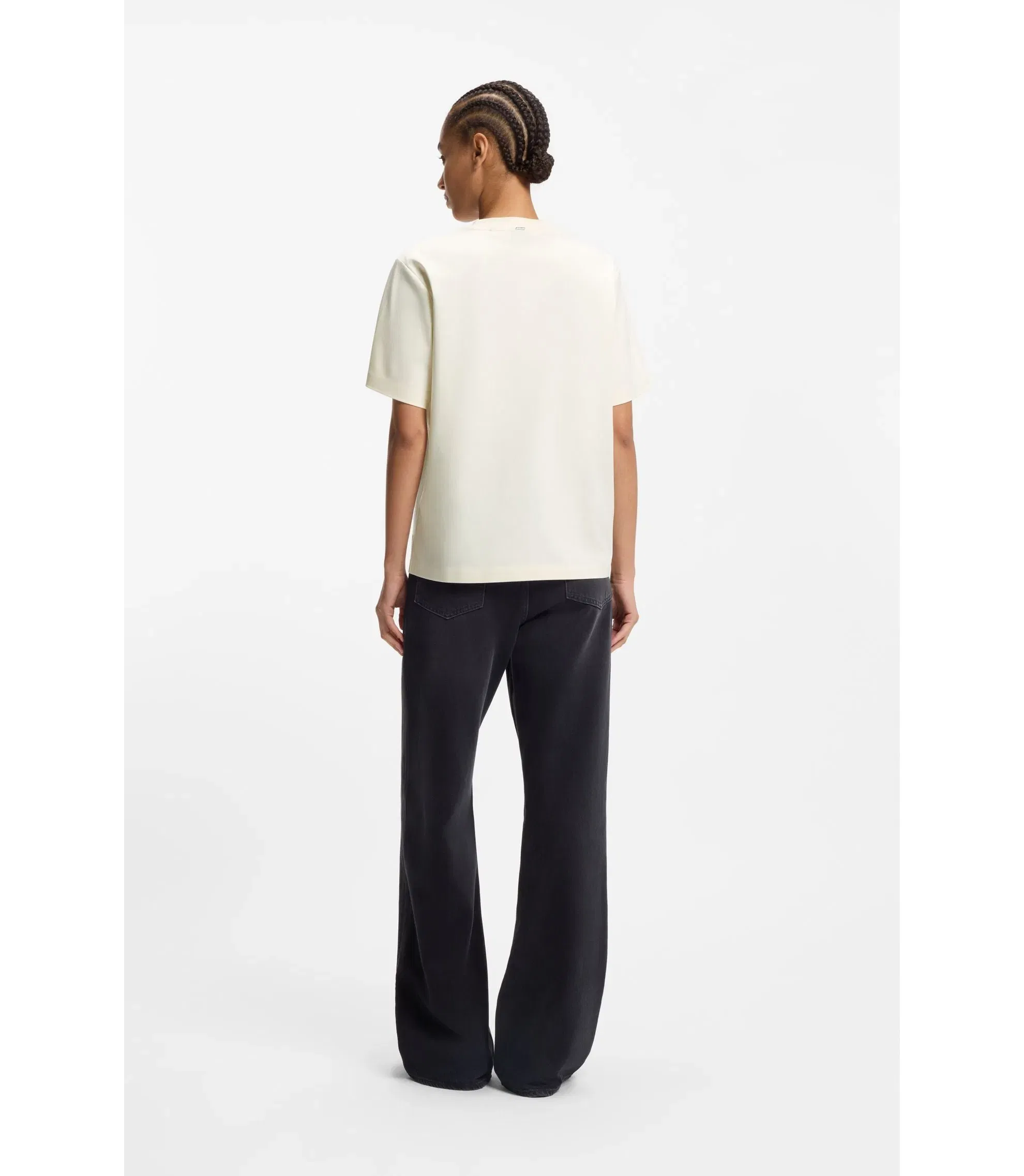 Boss Relaxed Fit T-Shirt In Mercerized Cotton White Women's