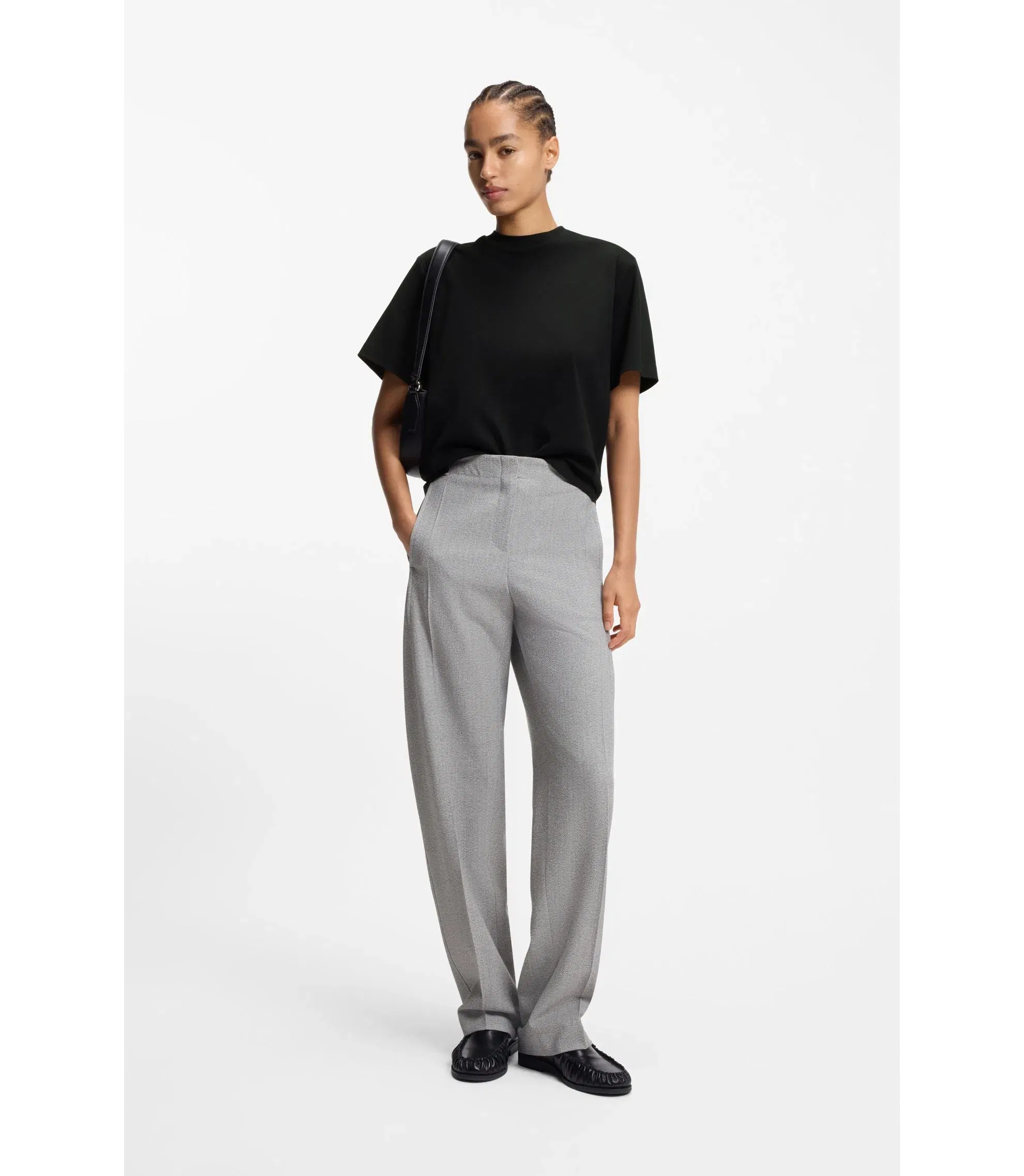 Boss Relaxed Fit T-Shirt In Mercerized Cotton Black Women's