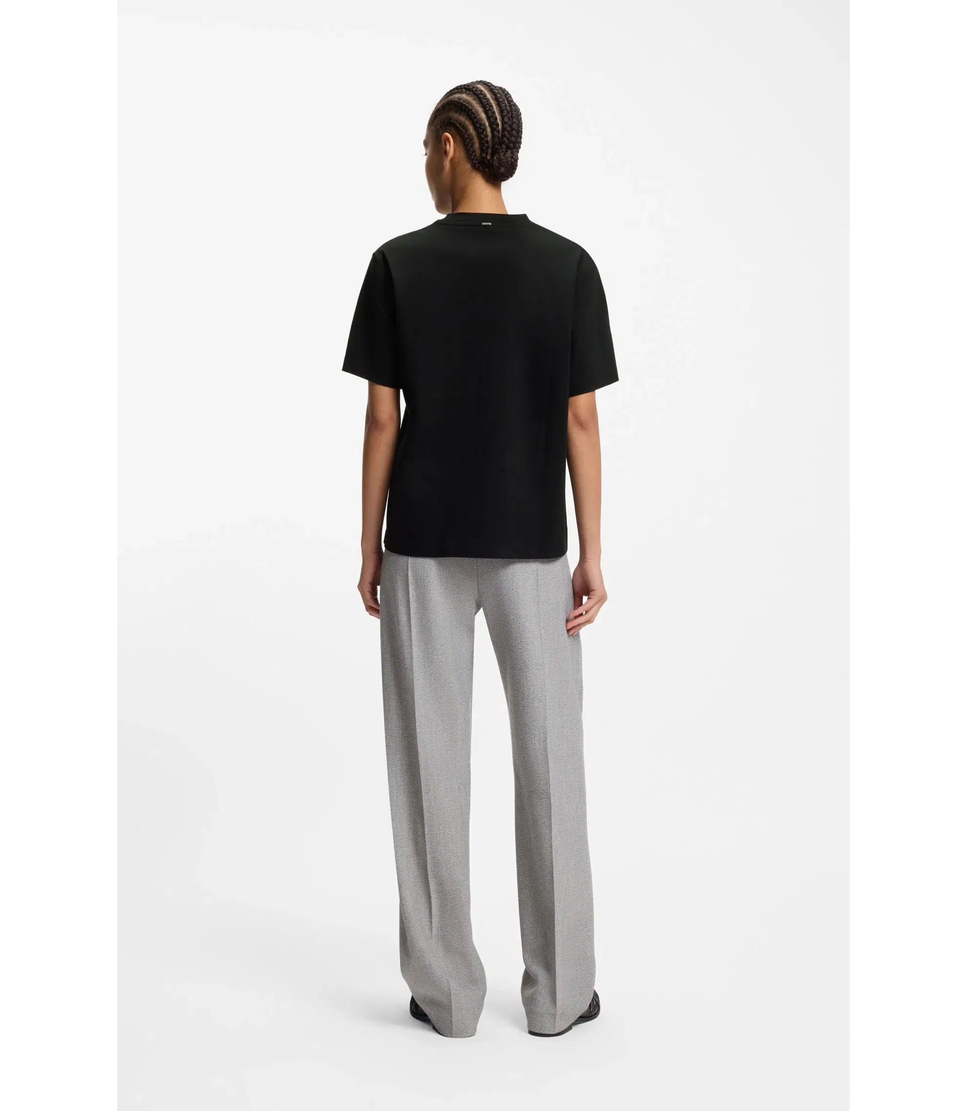 Boss Relaxed Fit T-Shirt In Mercerized Cotton Black Women's