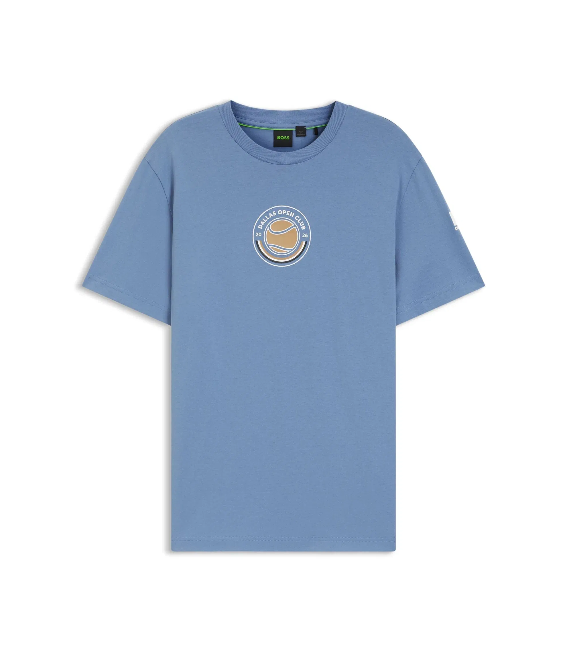 Boss Relaxed Fit T-Shirt In Cotton With Tennis Artwork Light Blue