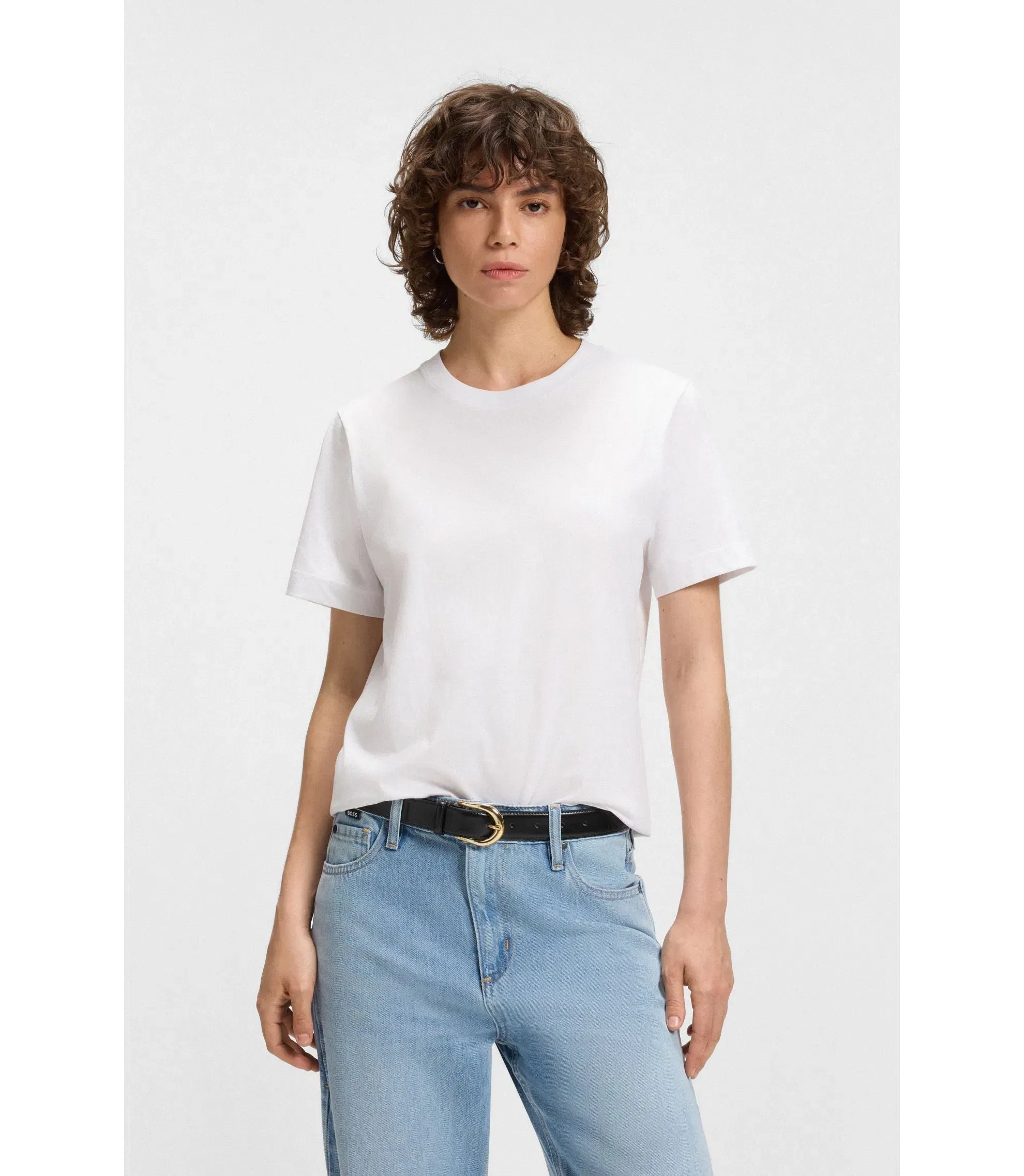 Boss Relaxed Fit T-Shirt In Cotton Jersey White Women's