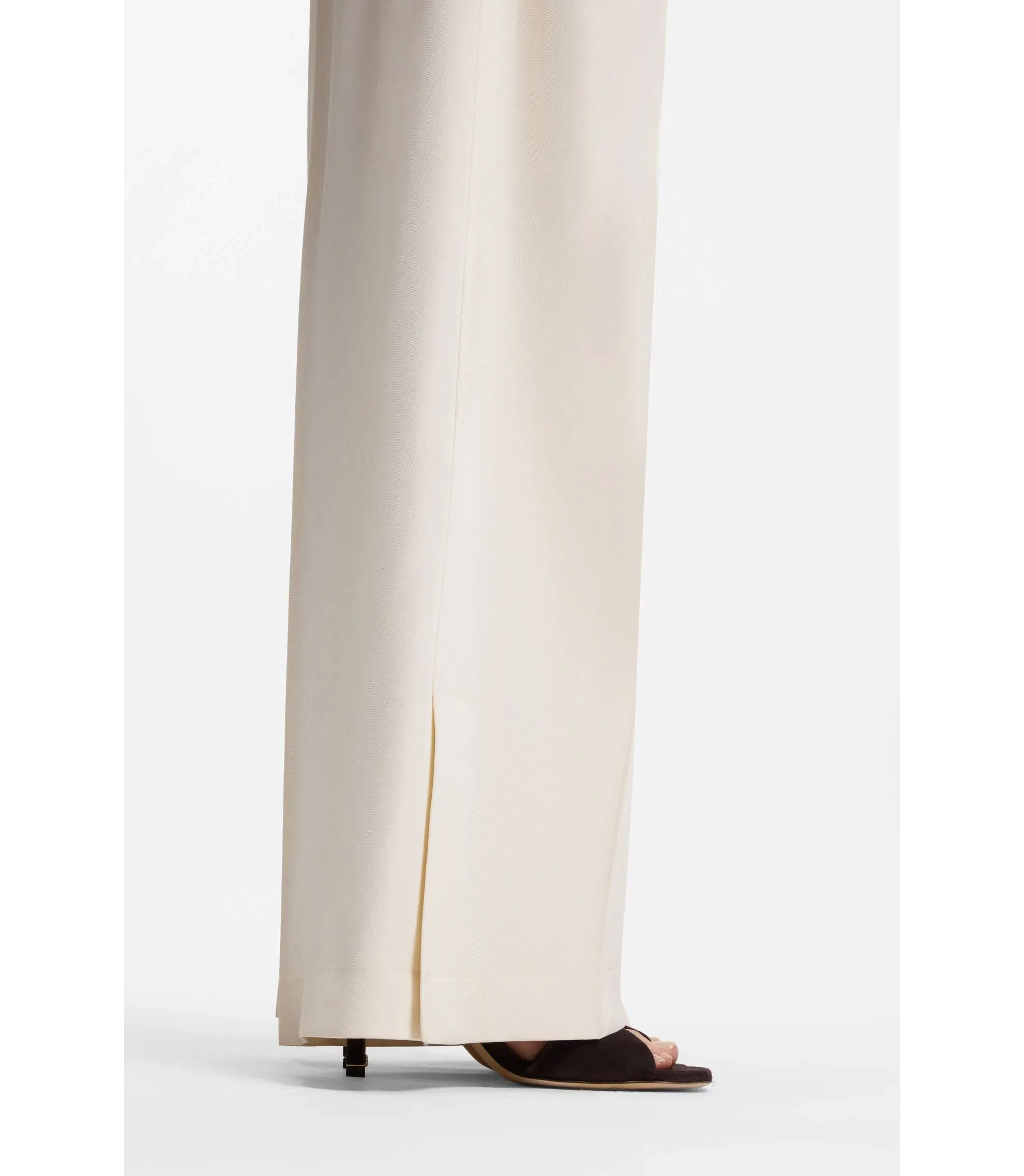 Boss Relaxed Fit Trousers With Wide Leg White Women's