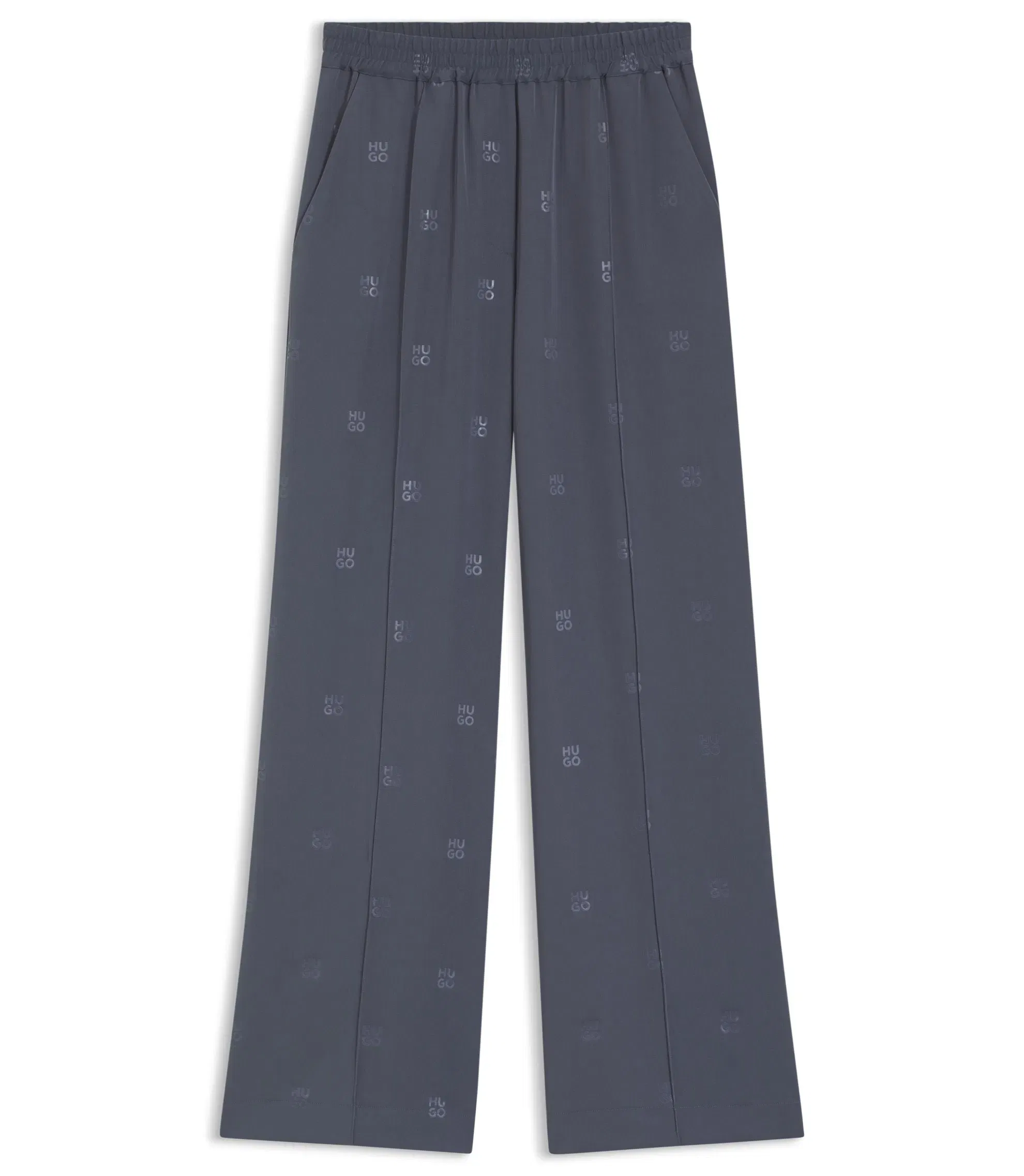 Hugo Relaxed Fit Trousers With Stacked Logos Patterned Women's