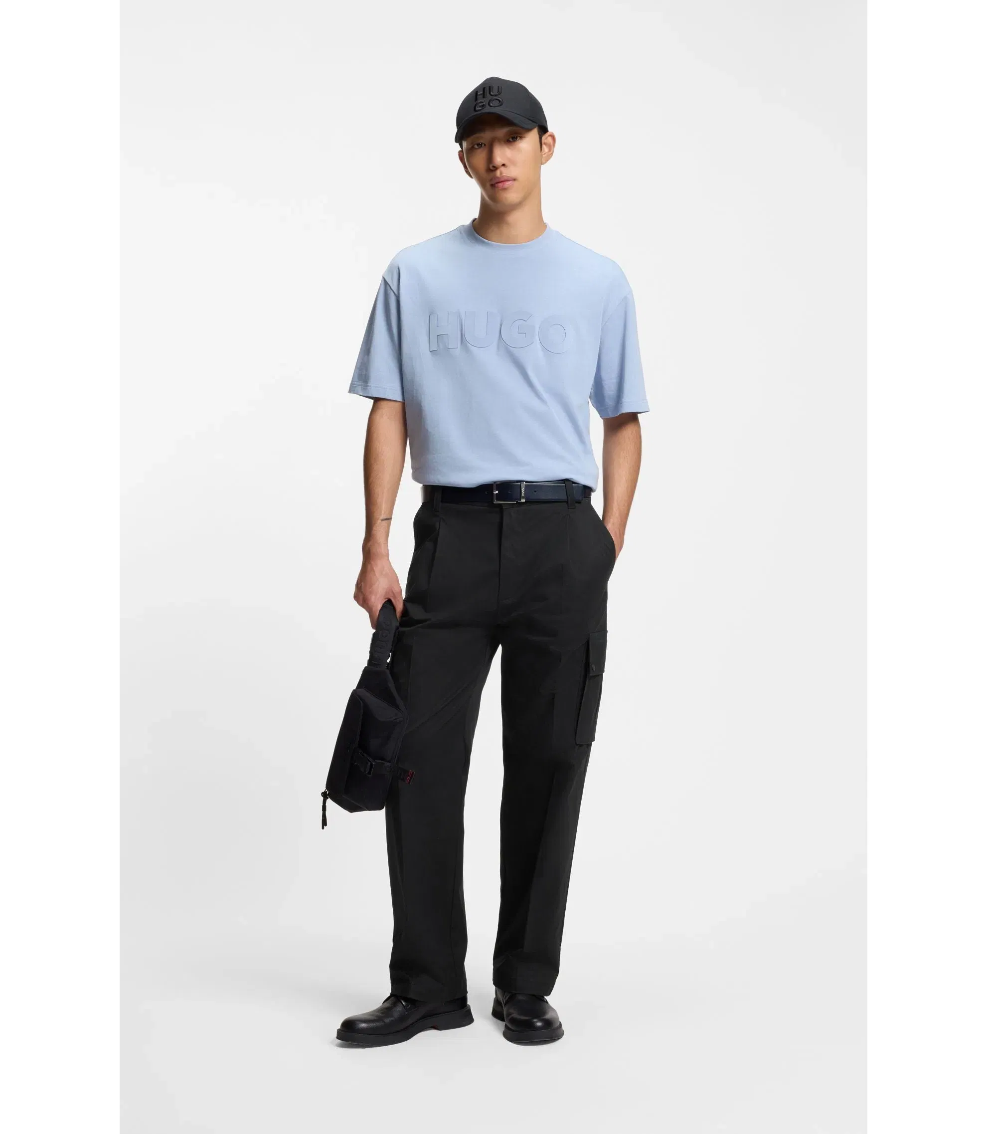 Hugo Relaxed Fit Trousers With Cargo Styling Black